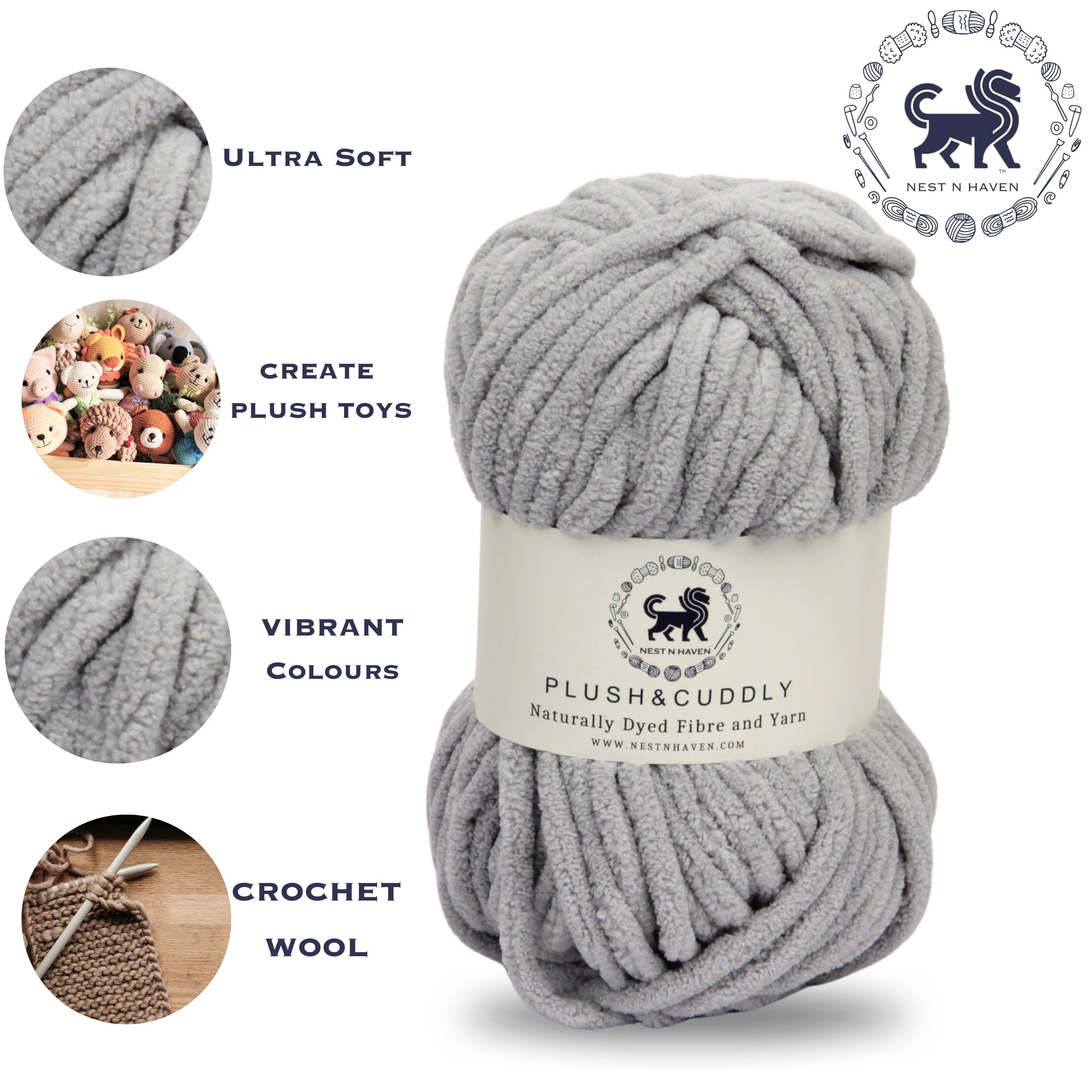 Plush and Cuddly Yarn (100 gram) - Grey