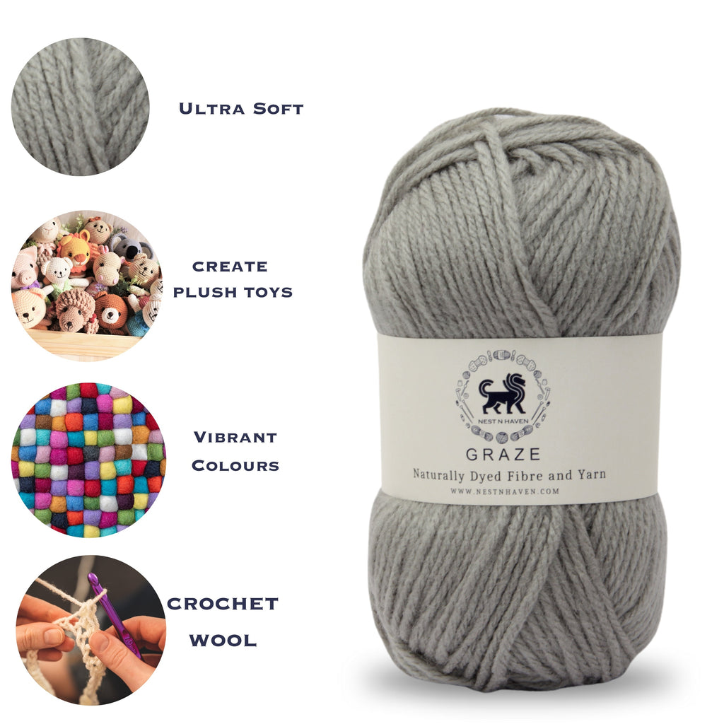 Graze Hand Knitting and Crochet Bulky Yarn (100 gram) - Gray