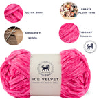 Ice Velvet Yarn, Chenille Supersoft Hand Knitting yarn Ball: (100 Gram) Hot Pink