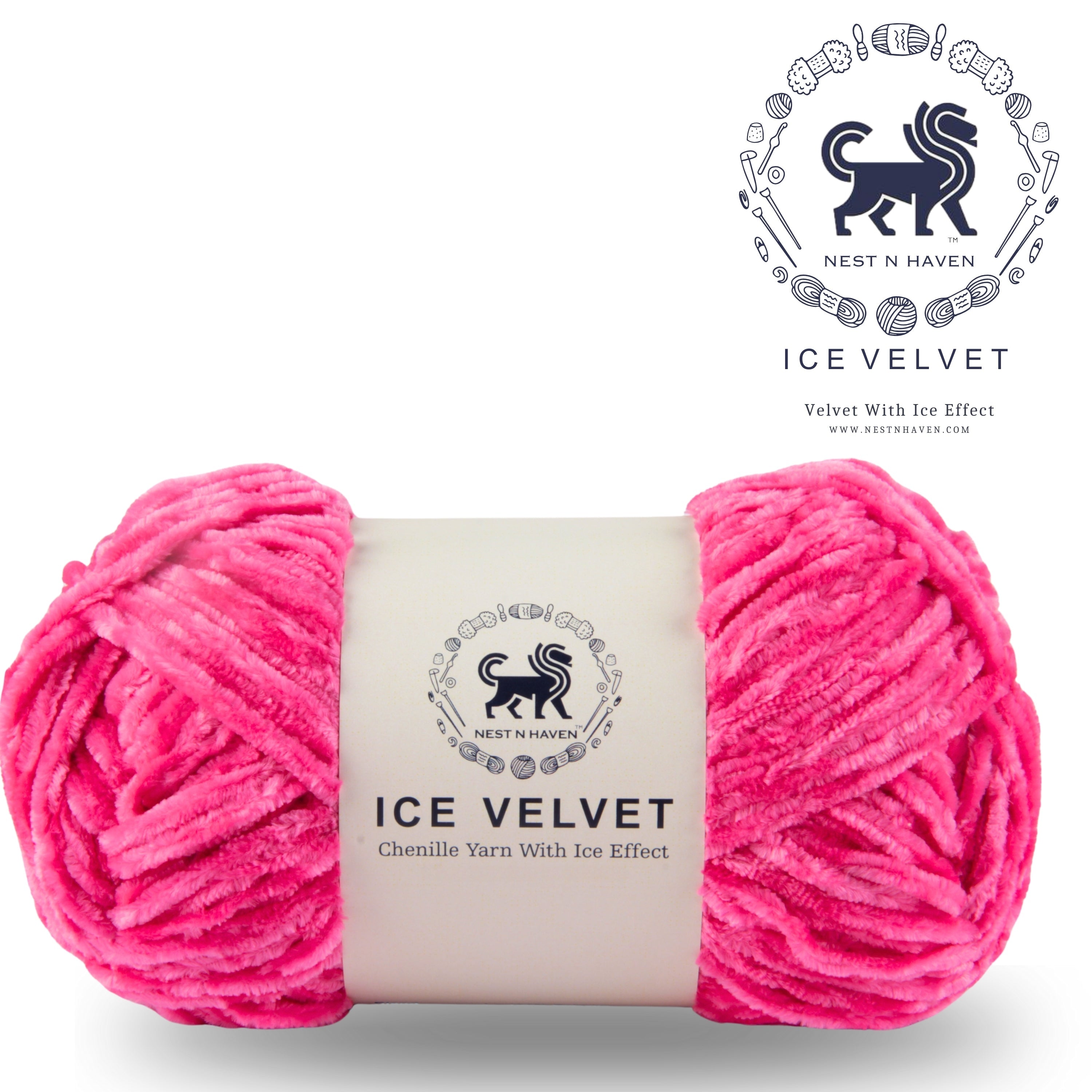 Ice Velvet Yarn, Chenille Supersoft Hand Knitting yarn Ball: (100 Gram) Hot Pink