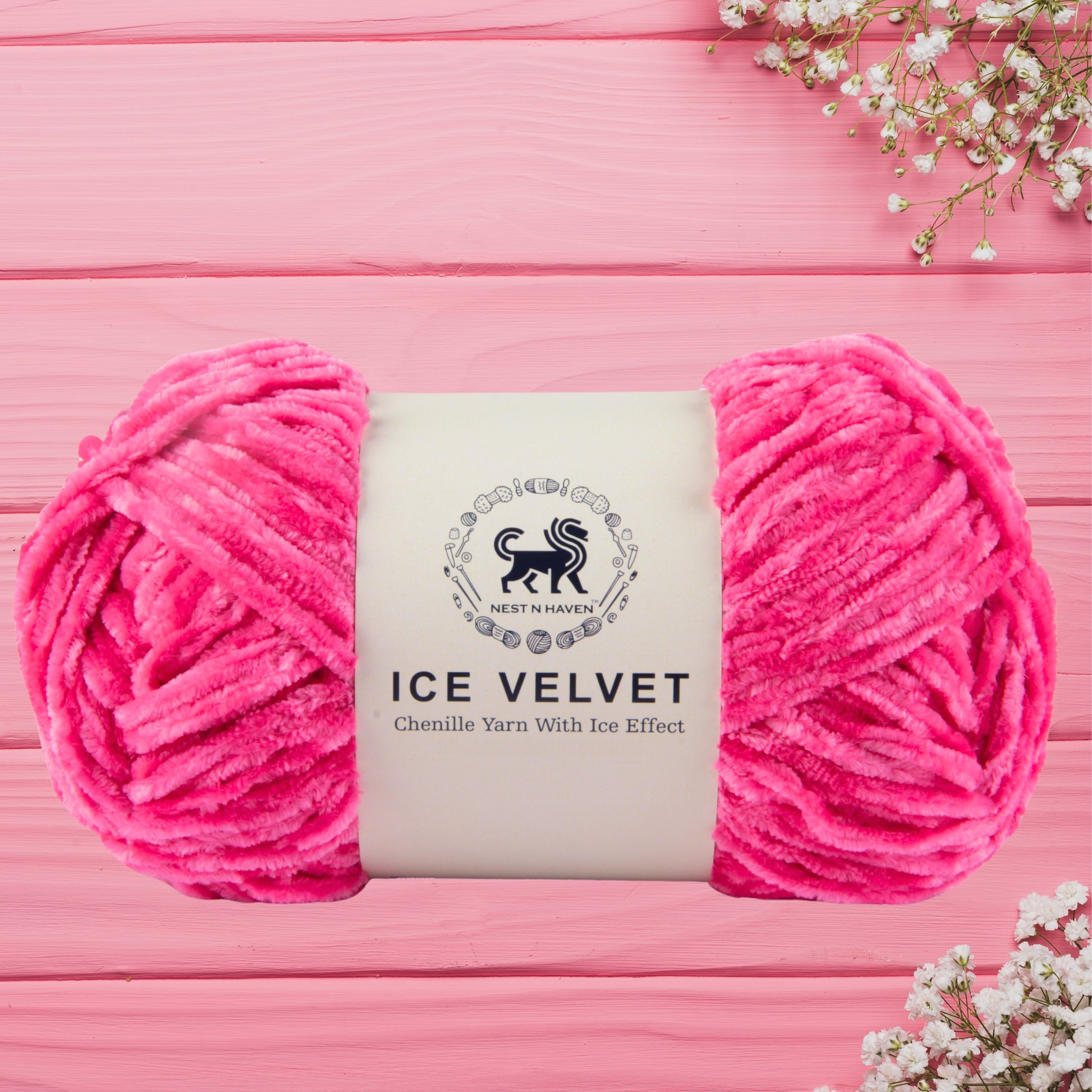 Ice Velvet Yarn, Chenille Supersoft Hand Knitting yarn Ball: (100 Gram) Hot Pink