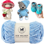 Ice Velvet Yarn, Chenille Supersoft Hand Knitting yarn Ball: (100 Gram) Ice Blue