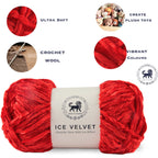 Ice Velvet Yarn, Chenille Supersoft Hand Knitting yarn Ball: (100 Gram) Lava Red