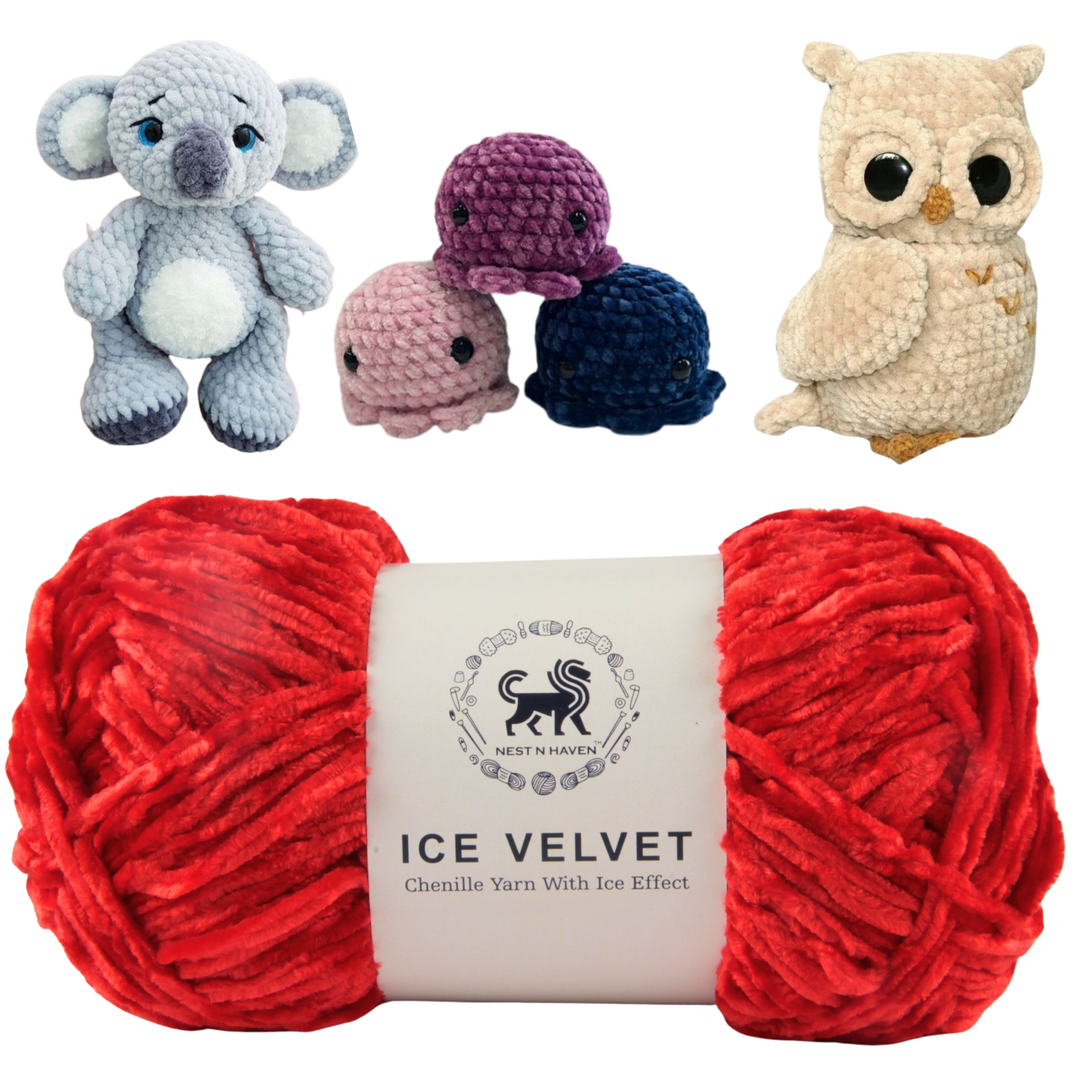 Ice Velvet Yarn, Chenille Supersoft Hand Knitting yarn Ball: (100 Gram) Lava Red