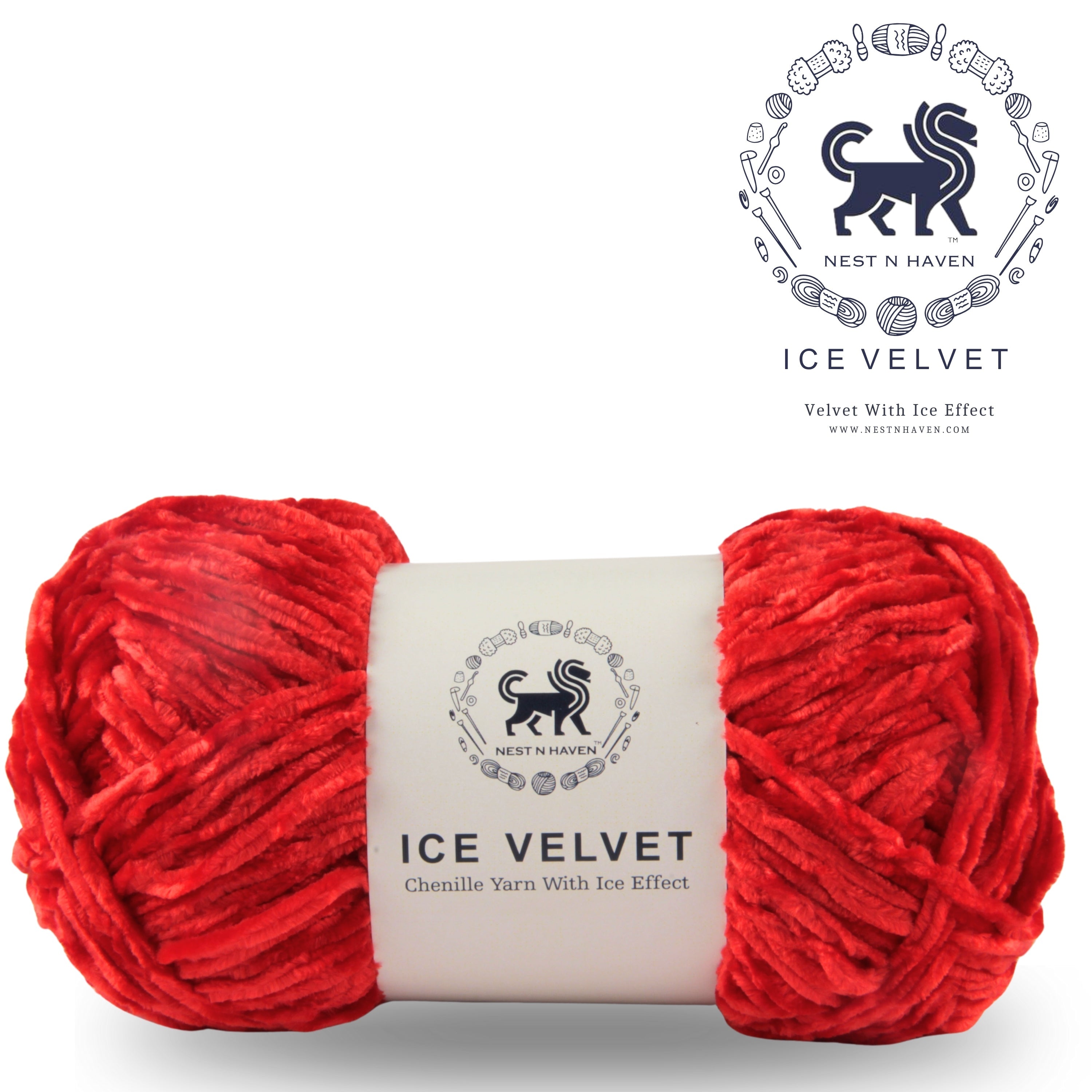 Ice Velvet Yarn, Chenille Supersoft Hand Knitting yarn Ball: (100 Gram) Lava Red