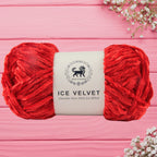 Ice Velvet Yarn, Chenille Supersoft Hand Knitting yarn Ball: (100 Gram) Lava Red