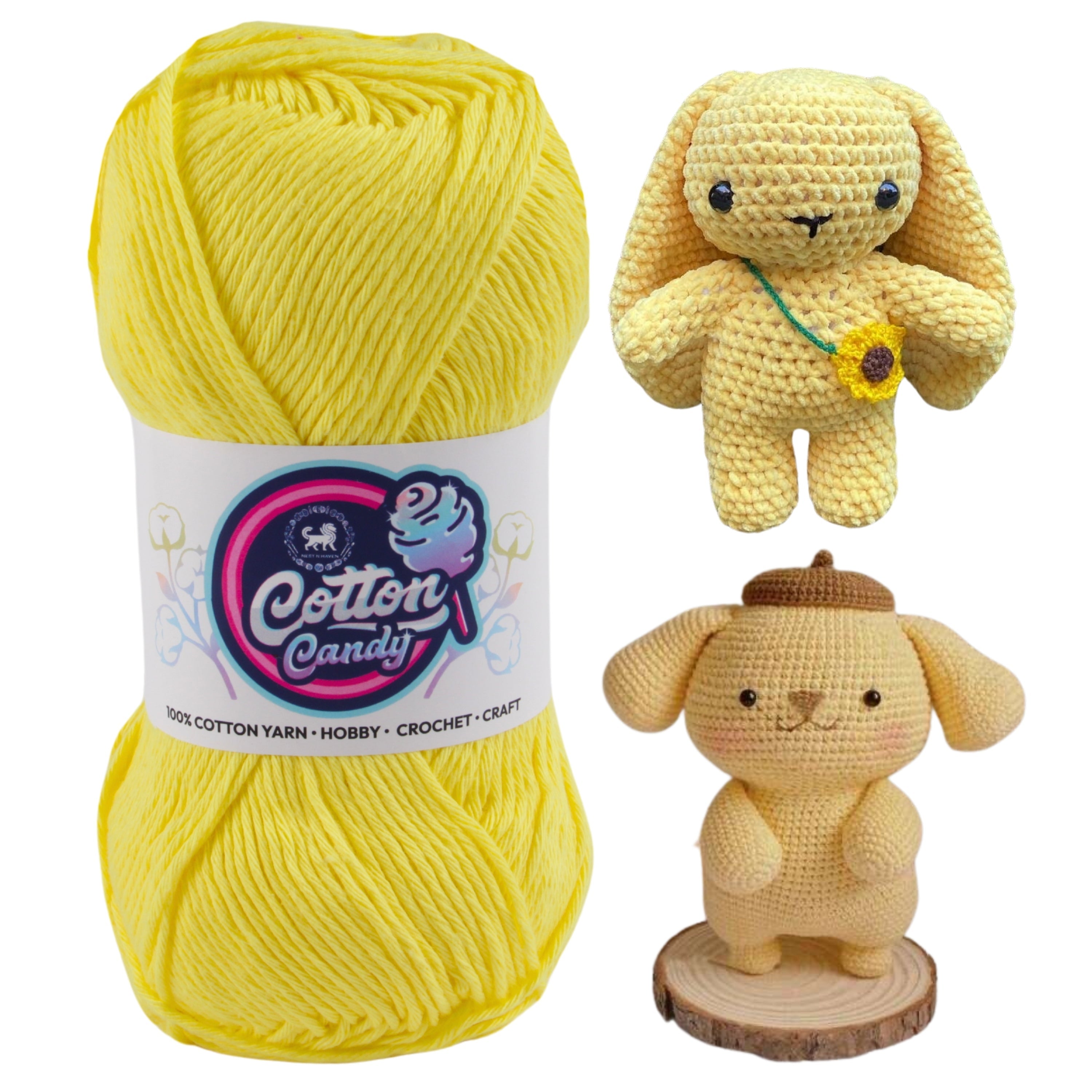 Cotton Candy Cotton Yarn (100 gram) - Light Yellow