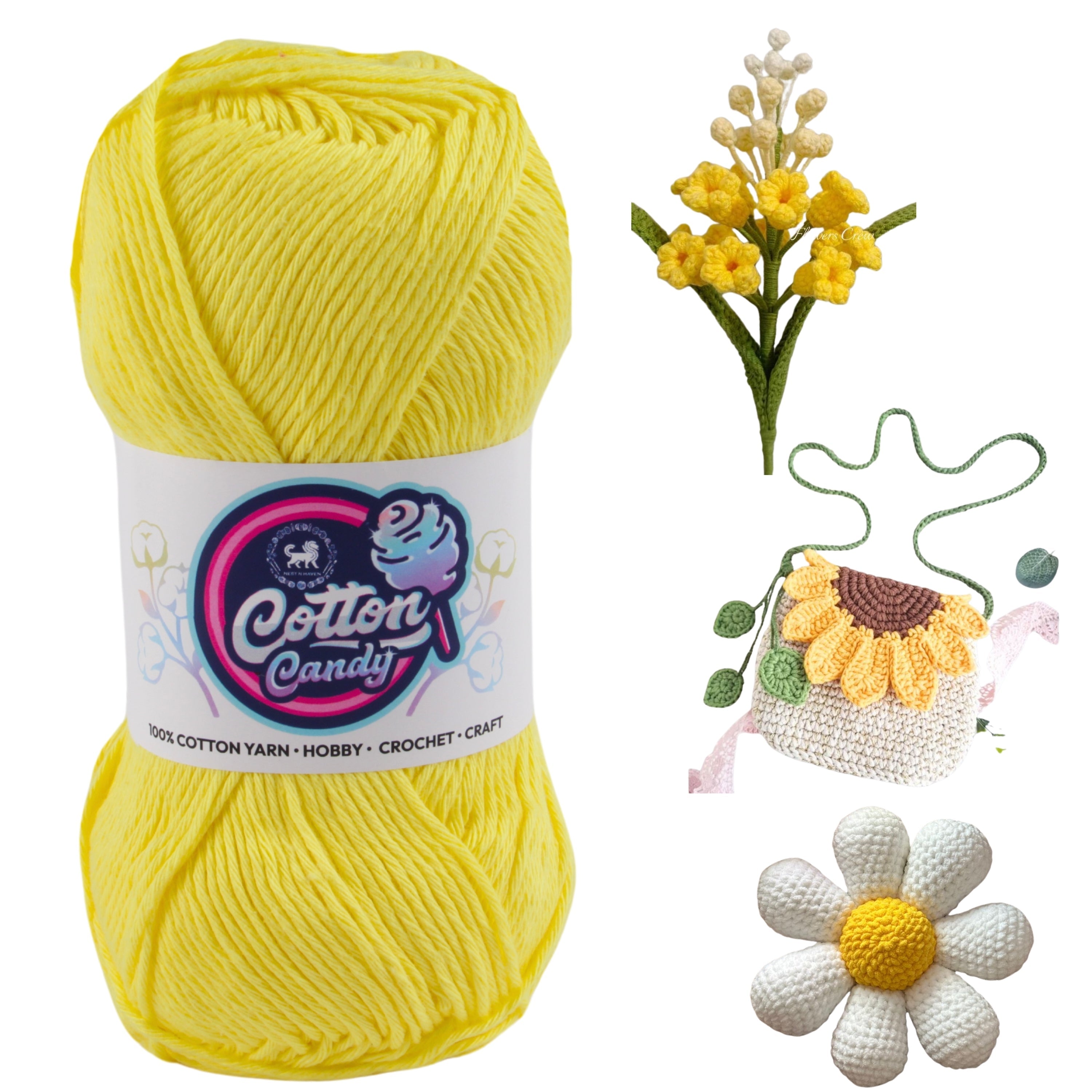 Cotton Candy Cotton Yarn (100 gram) - Light Yellow