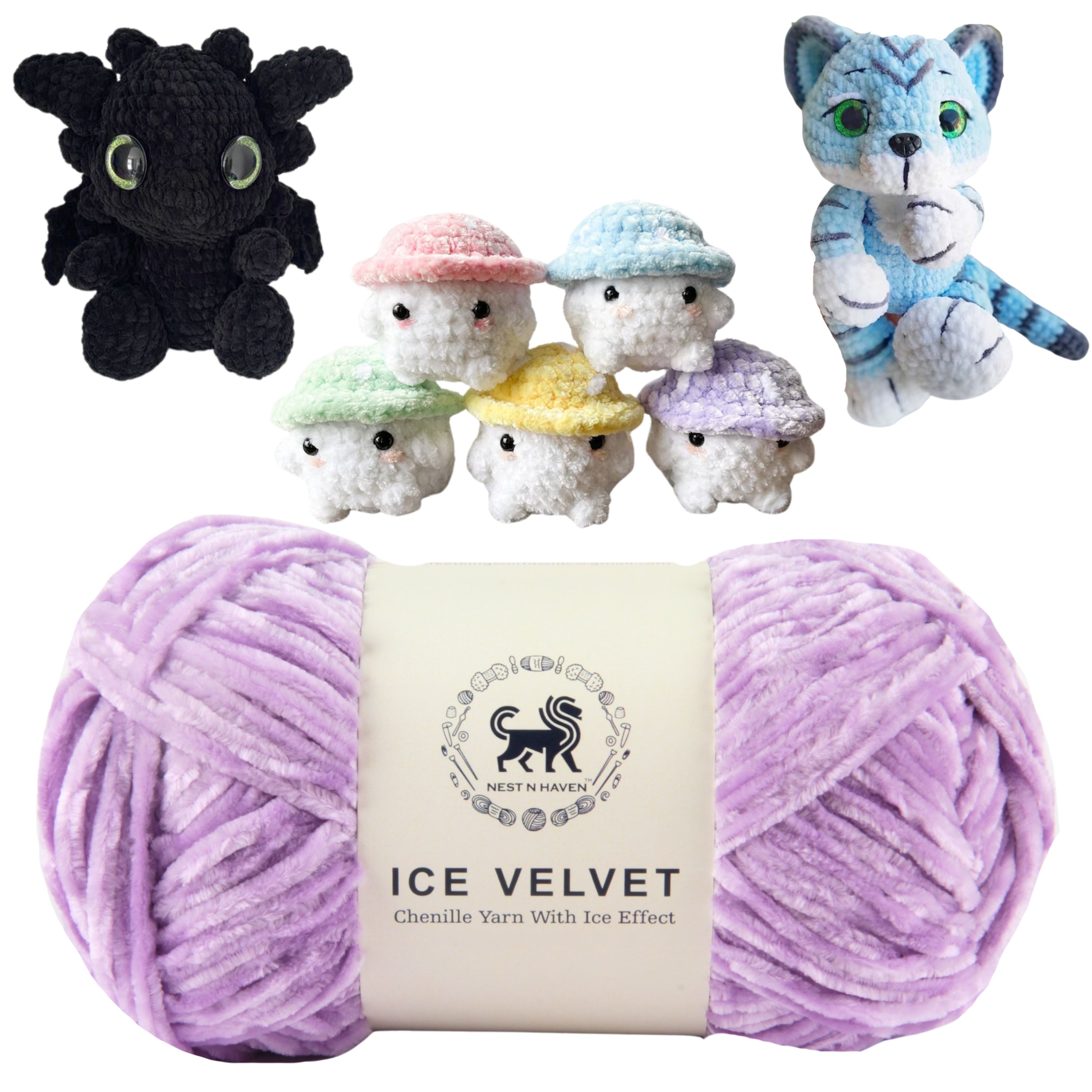 Ice Velvet Yarn, Chenille Supersoft Hand Knitting yarn Ball: (100 Gram) Lilac