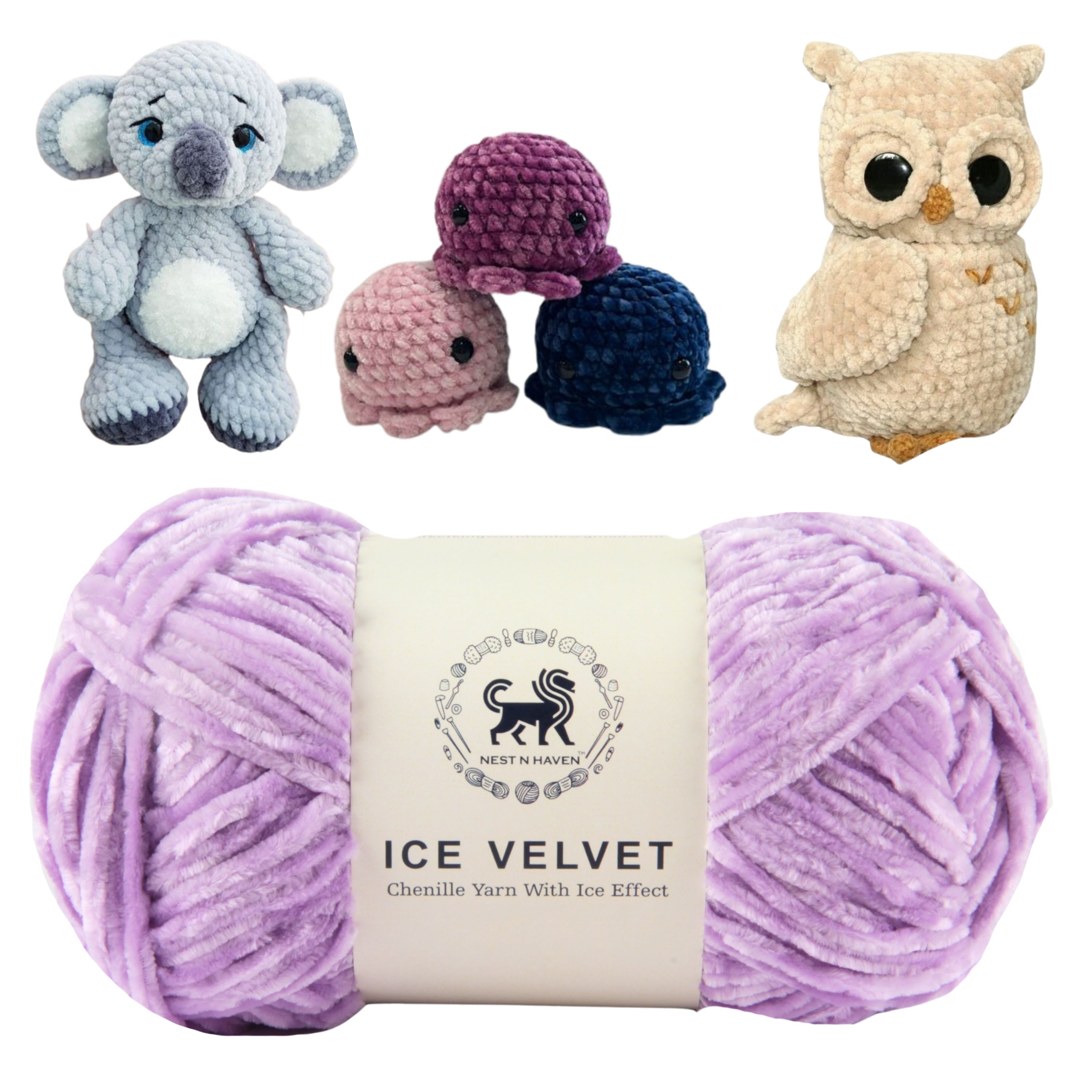 Ice Velvet Yarn, Chenille Supersoft Hand Knitting yarn Ball: (100 Gram) Lilac