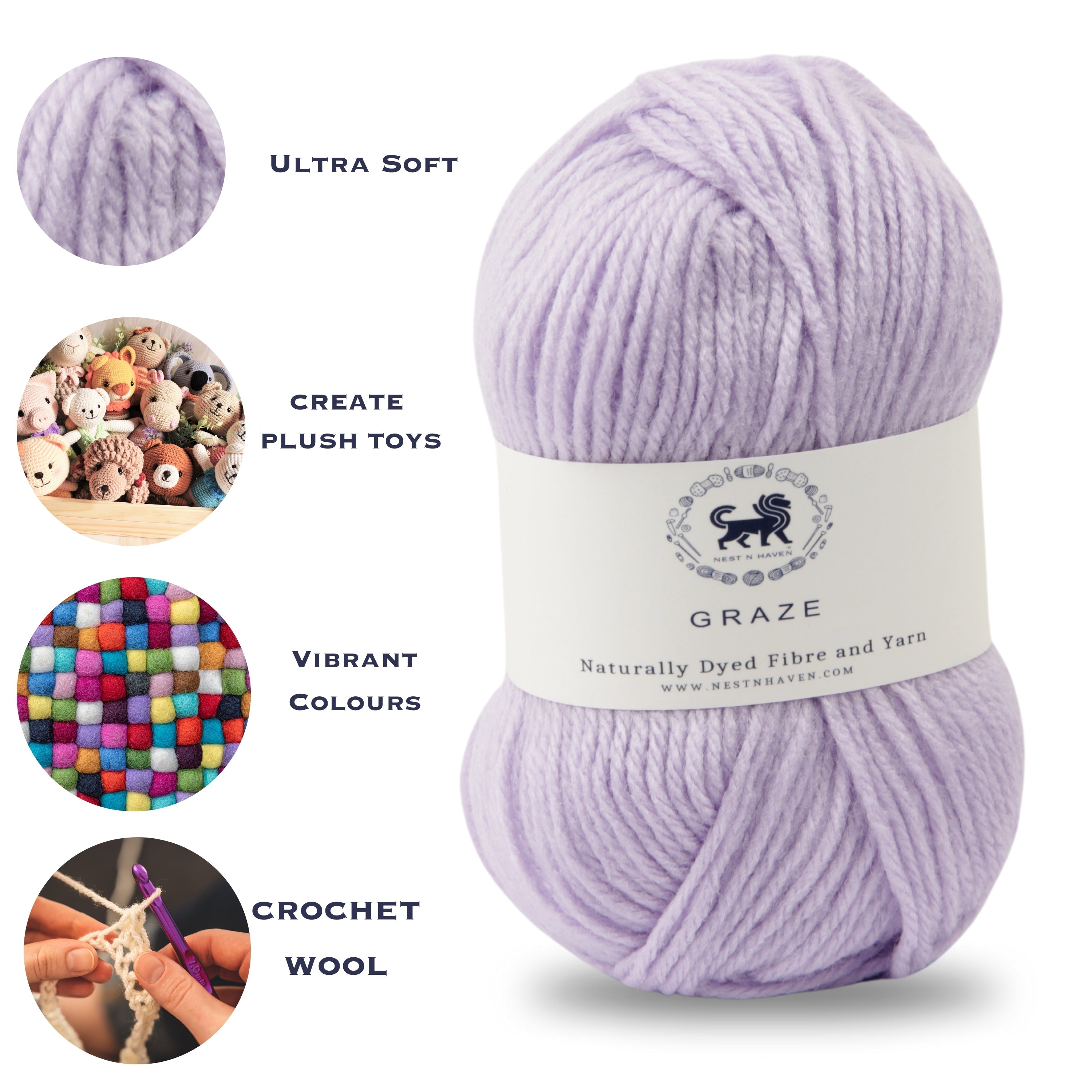 Graze Hand Knitting and Crochet Bulky Yarn (100 gram) - Lilac