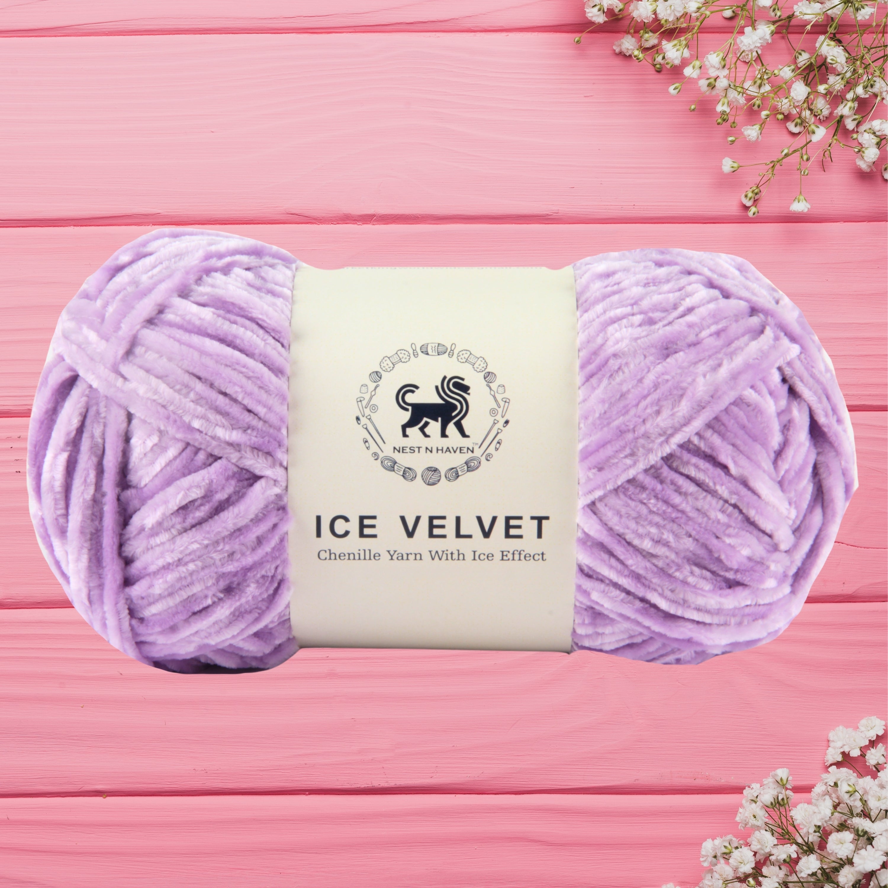 Ice Velvet Yarn, Chenille Supersoft Hand Knitting yarn Ball: (100 Gram) Lilac