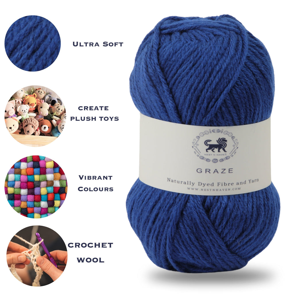 Graze Hand Knitting and Crochet Bulky Yarn (100 gram) - Midnight Blue