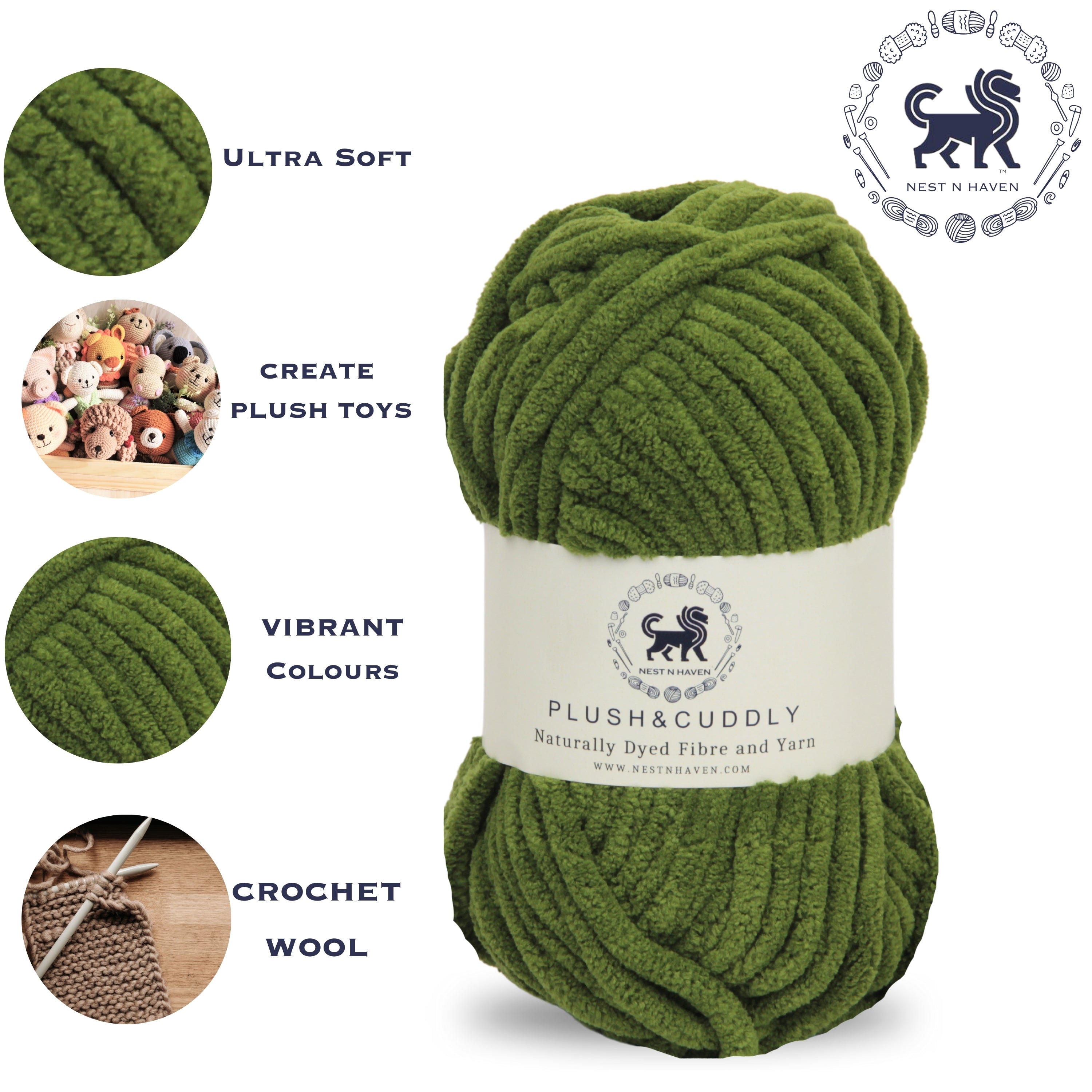 Plush and Cuddly Yarn (100 gram) - Military Green