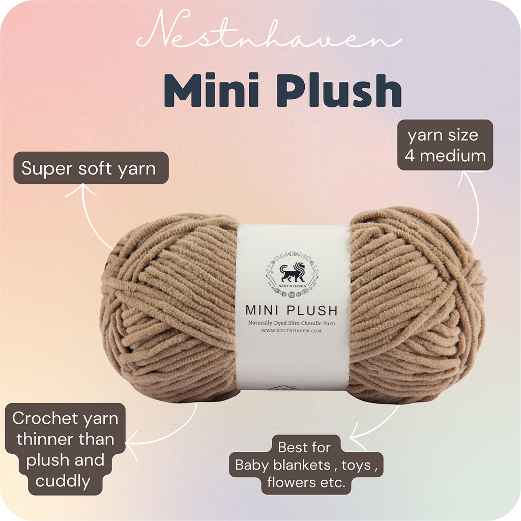 MINI Plush Chenille Yarn (100 gram) - Mouse Beige