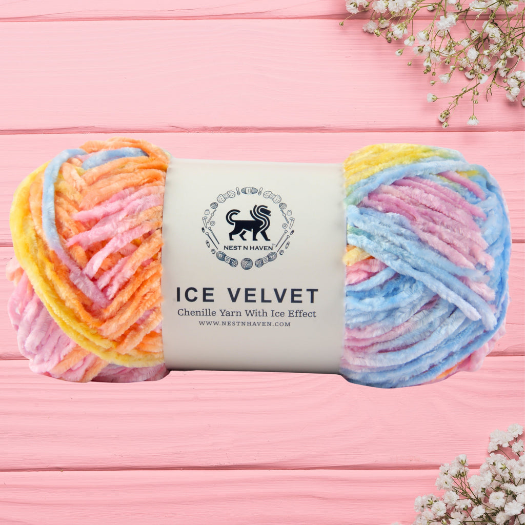 Ice Velvet Yarn, Chenille Supersoft Hand Knitting yarn Ball: (100 Gram) Multicolor