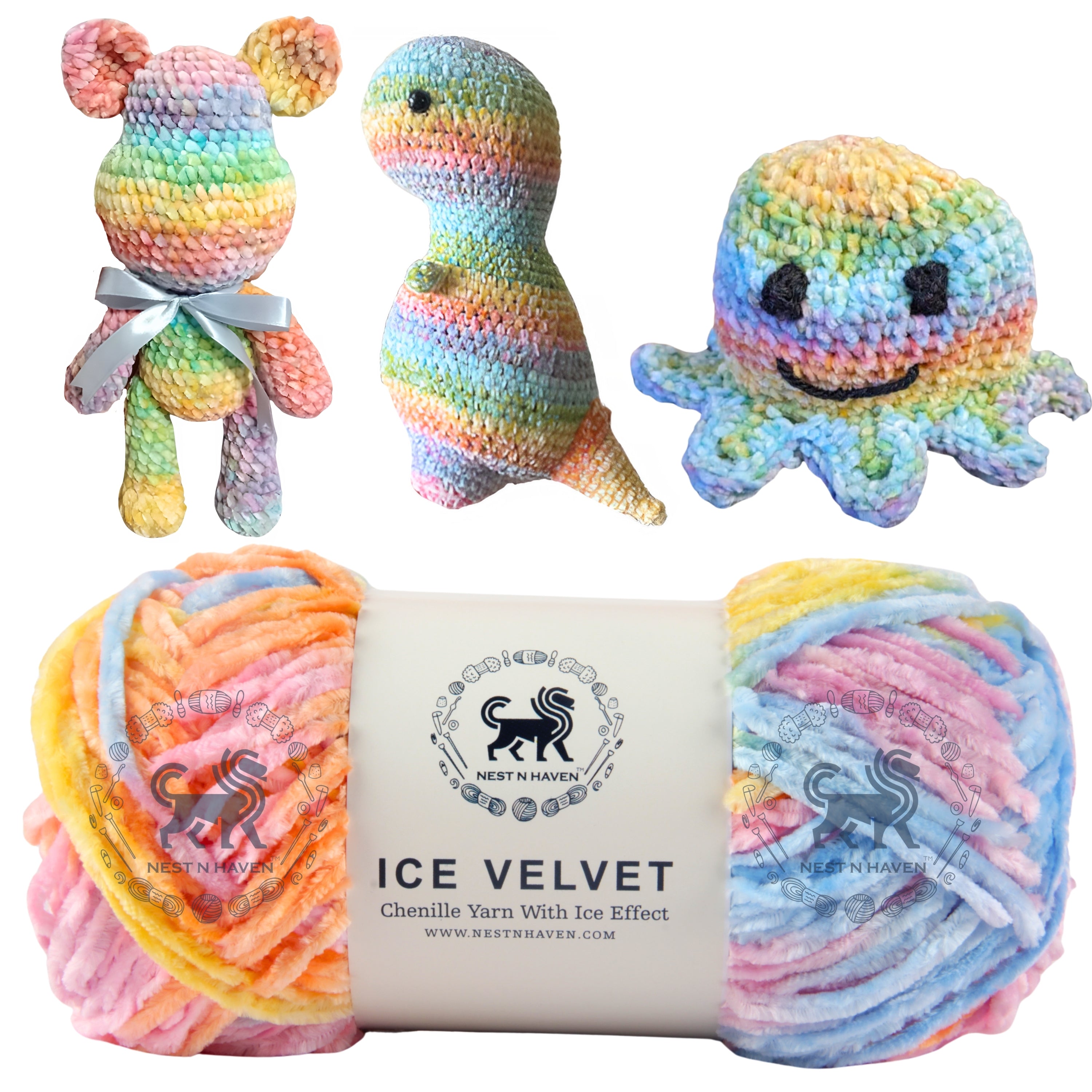Ice Velvet Yarn, Chenille Supersoft Hand Knitting yarn Ball: (100 Gram) Multicolor