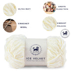 Ice Velvet Yarn, Chenille Supersoft Hand Knitting yarn Ball: (100 Gram) Off-White