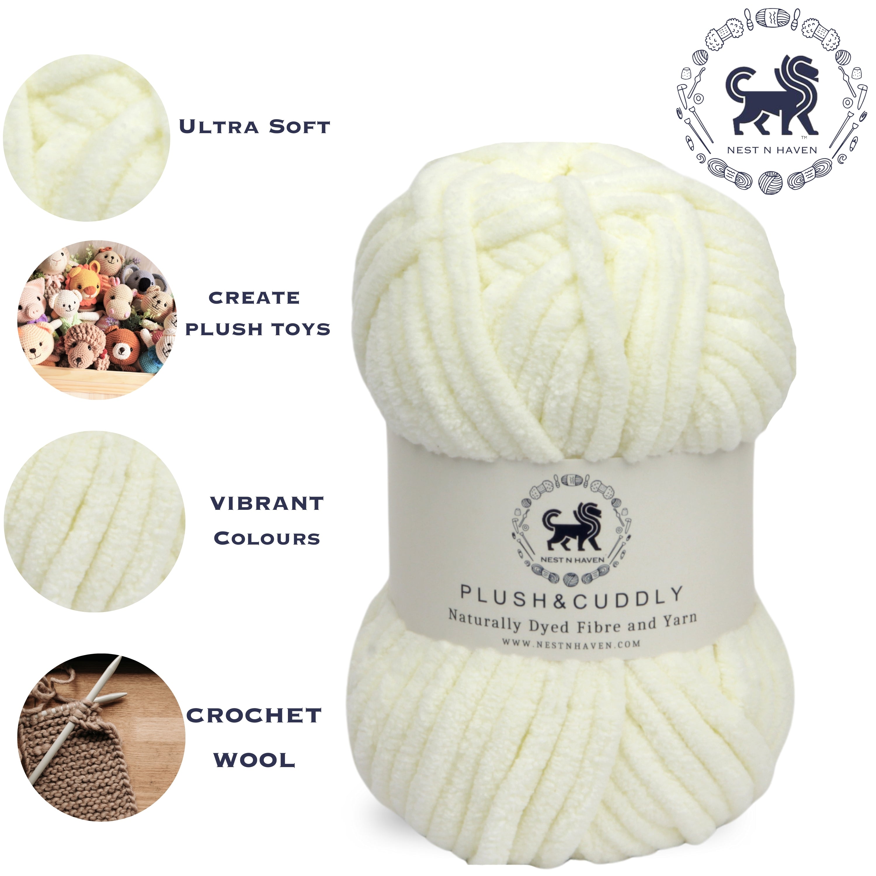 Plush and Cuddly Yarn (100 gram) - Off White