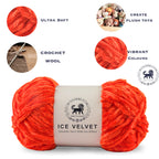 Ice Velvet Yarn, Chenille Supersoft Hand Knitting yarn Ball: (100 Gram) Orange