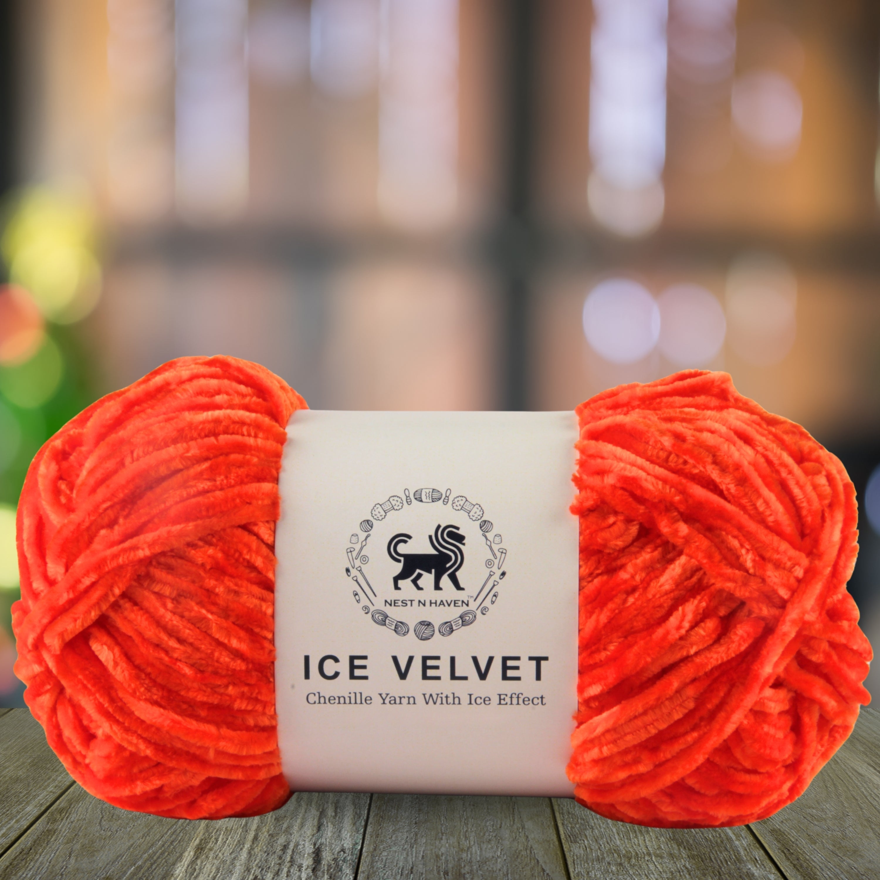 Ice Velvet Yarn, Chenille Supersoft Hand Knitting yarn Ball: (100 Gram) Orange