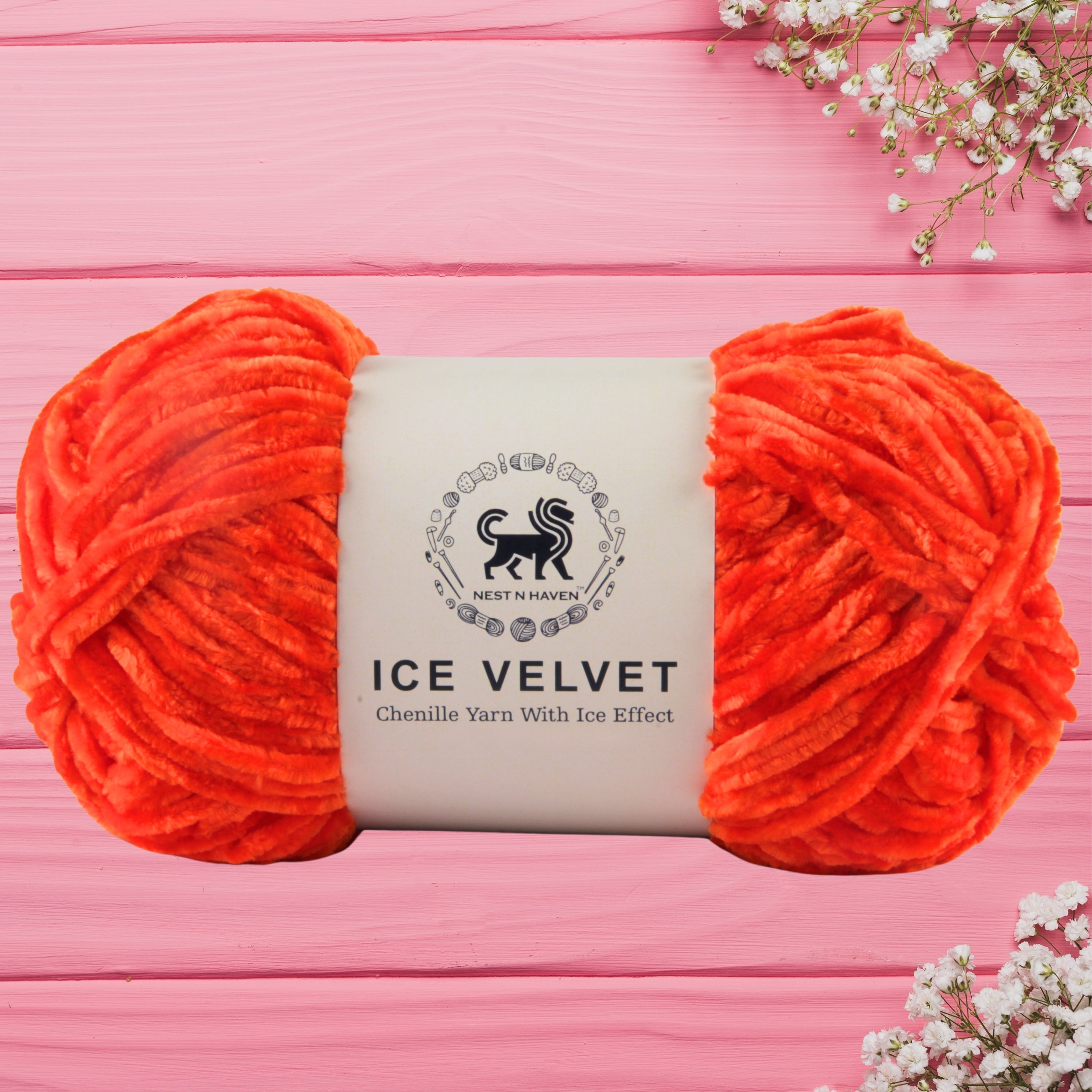 Ice Velvet Yarn, Chenille Supersoft Hand Knitting yarn Ball: (100 Gram) Orange