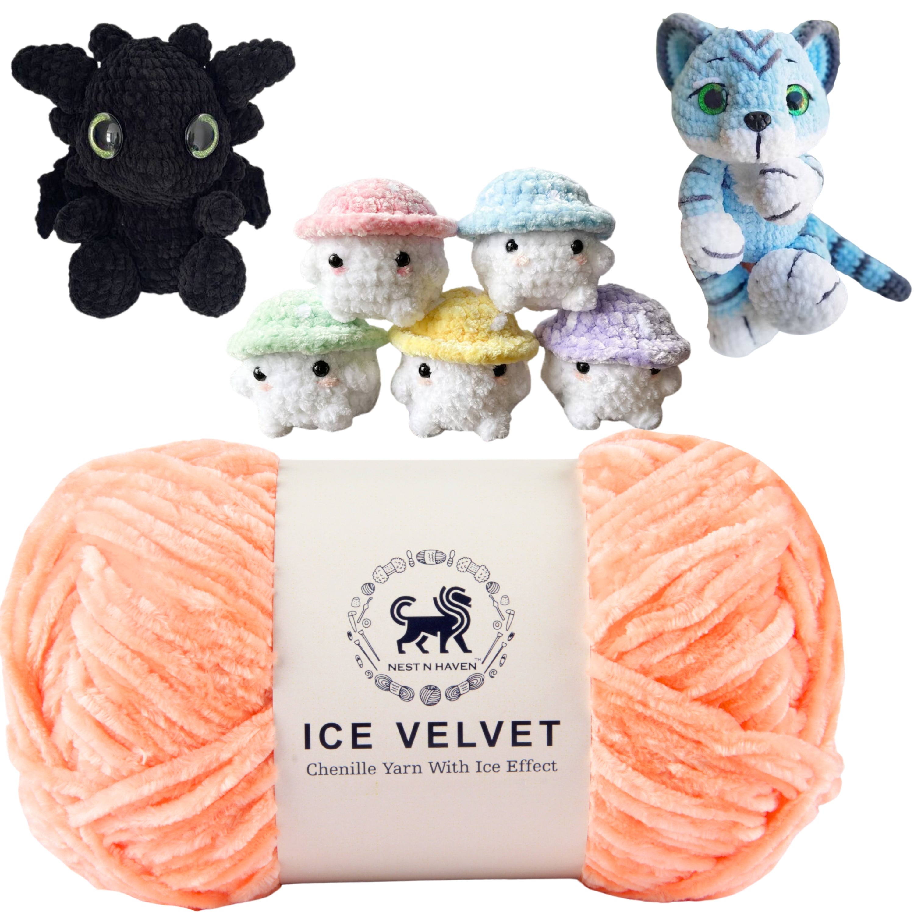 Ice Velvet Yarn, Chenille Supersoft Hand Knitting yarn Ball: (100 Gram) Peach
