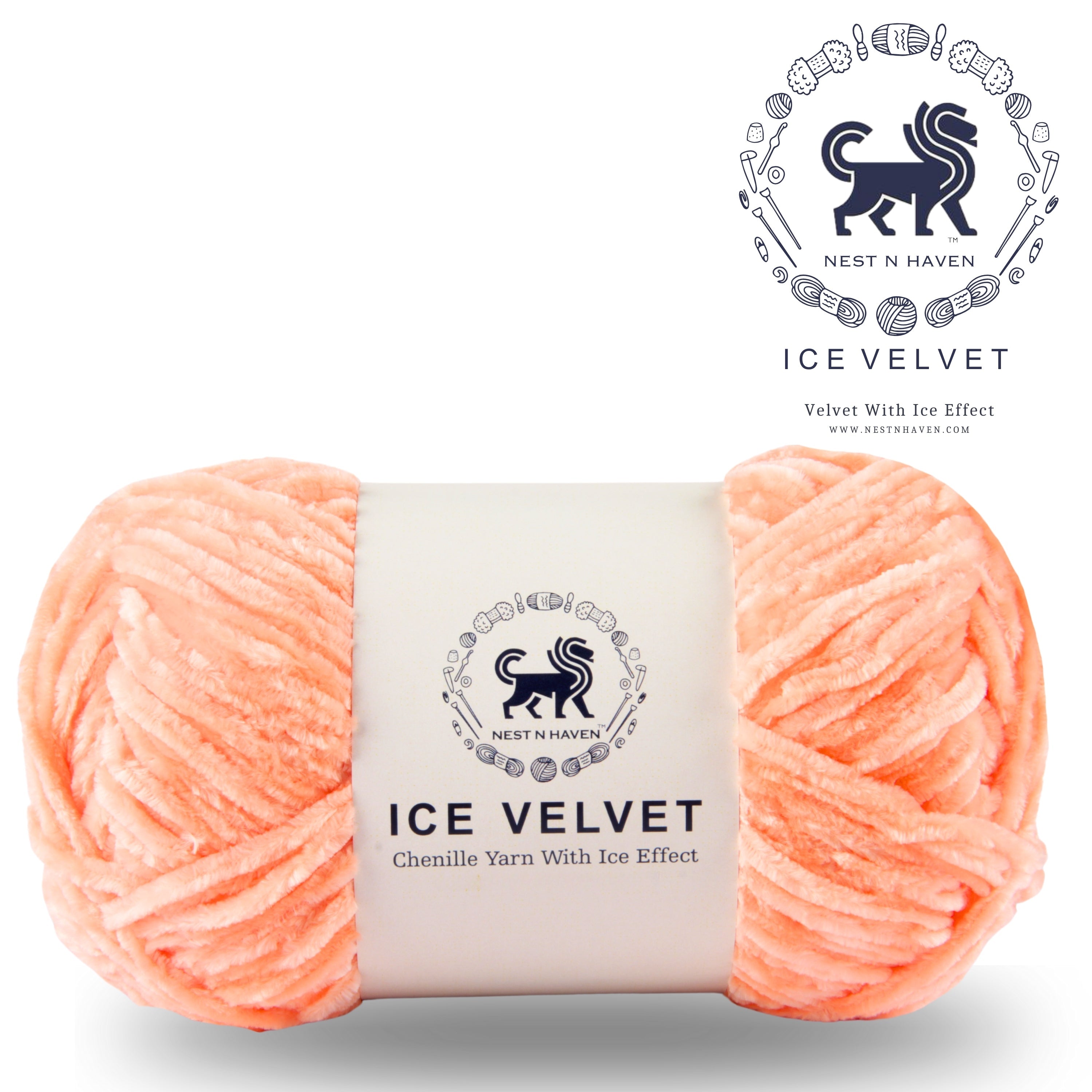 Ice Velvet Yarn, Chenille Supersoft Hand Knitting yarn Ball: (100 Gram) Peach