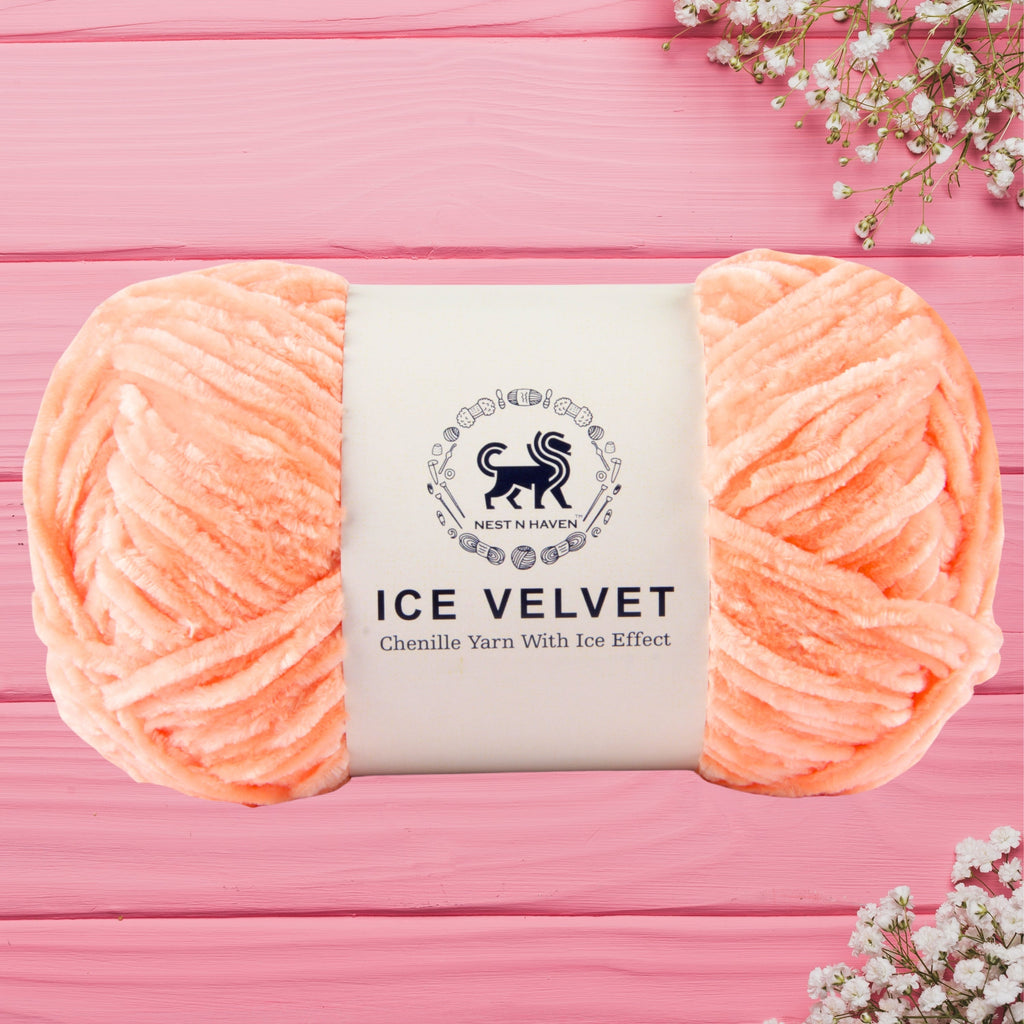 Ice Velvet Yarn, Chenille Supersoft Hand Knitting yarn Ball: (100 Gram) Peach