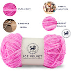 Ice Velvet Yarn, Chenille Supersoft Hand Knitting yarn Ball: (100 Gram) Persian Pink