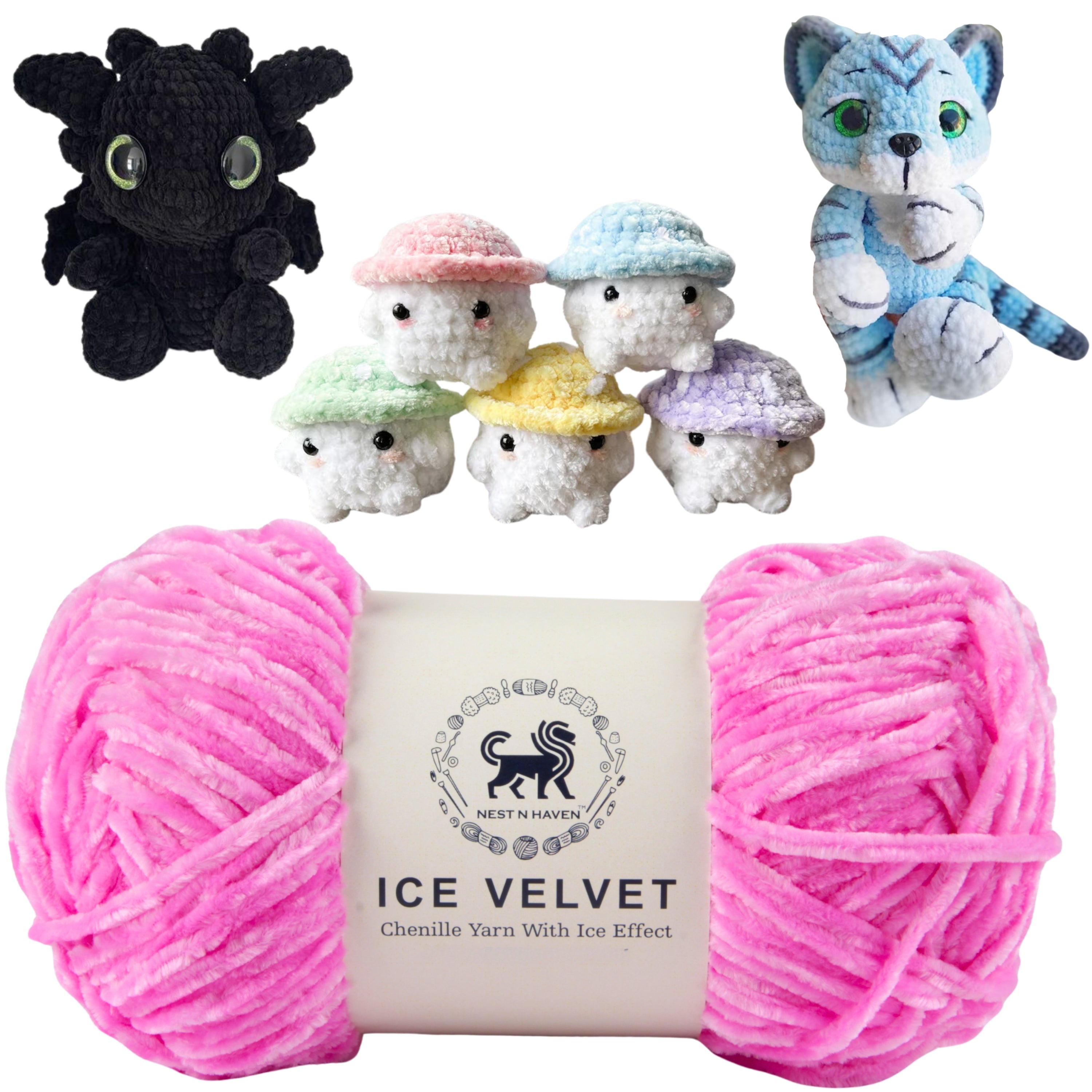 Ice Velvet Yarn, Chenille Supersoft Hand Knitting yarn Ball: (100 Gram) Persian Pink