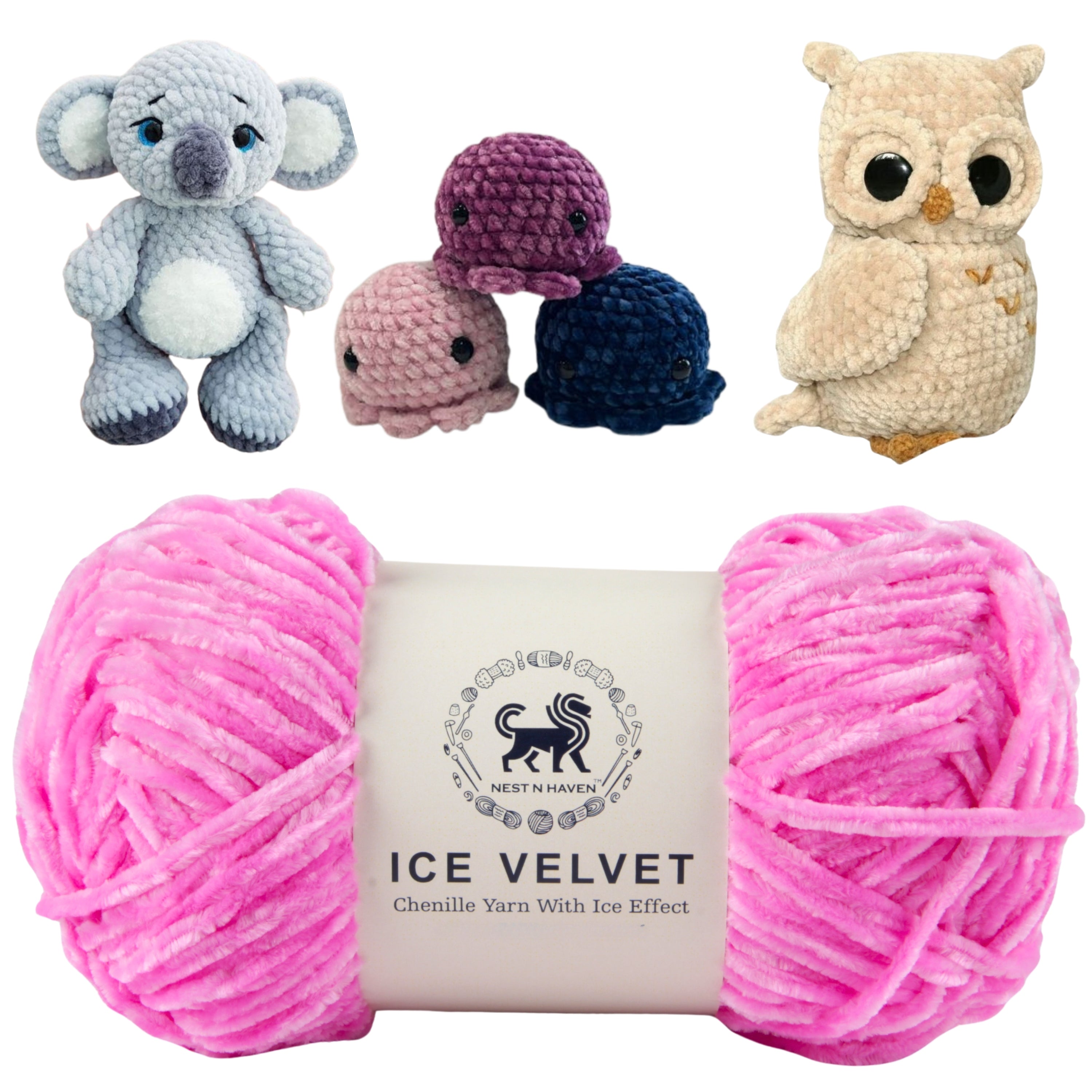 Ice Velvet Yarn, Chenille Supersoft Hand Knitting yarn Ball: (100 Gram) Persian Pink