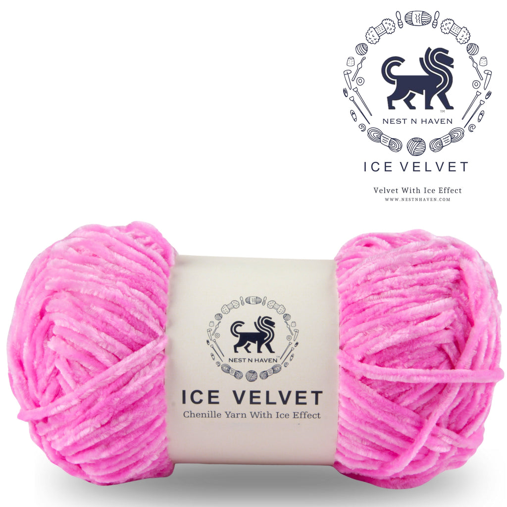 Ice Velvet Yarn, Chenille Supersoft Hand Knitting yarn Ball: (100 Gram) Persian Pink