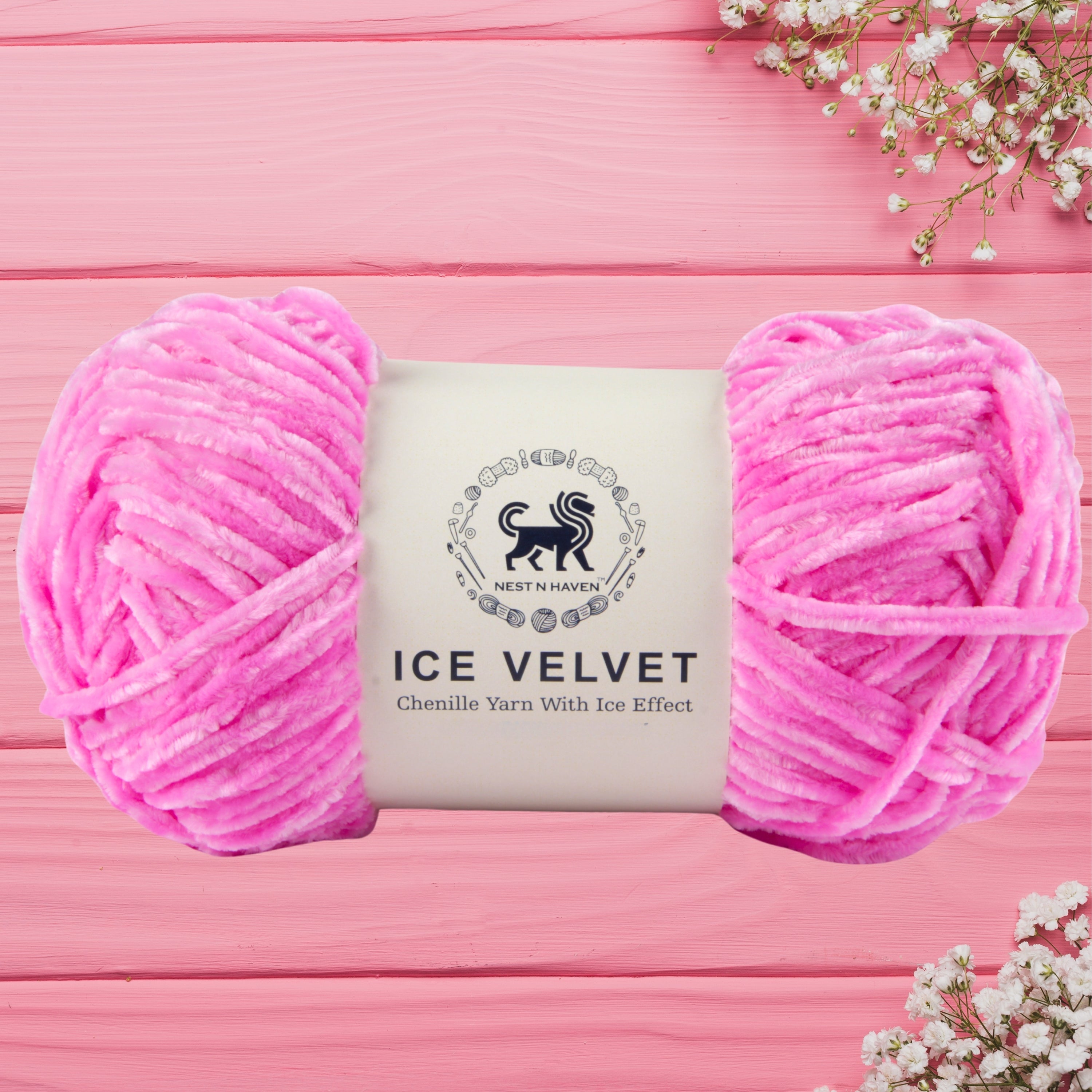 Ice Velvet Yarn, Chenille Supersoft Hand Knitting yarn Ball: (100 Gram) Persian Pink