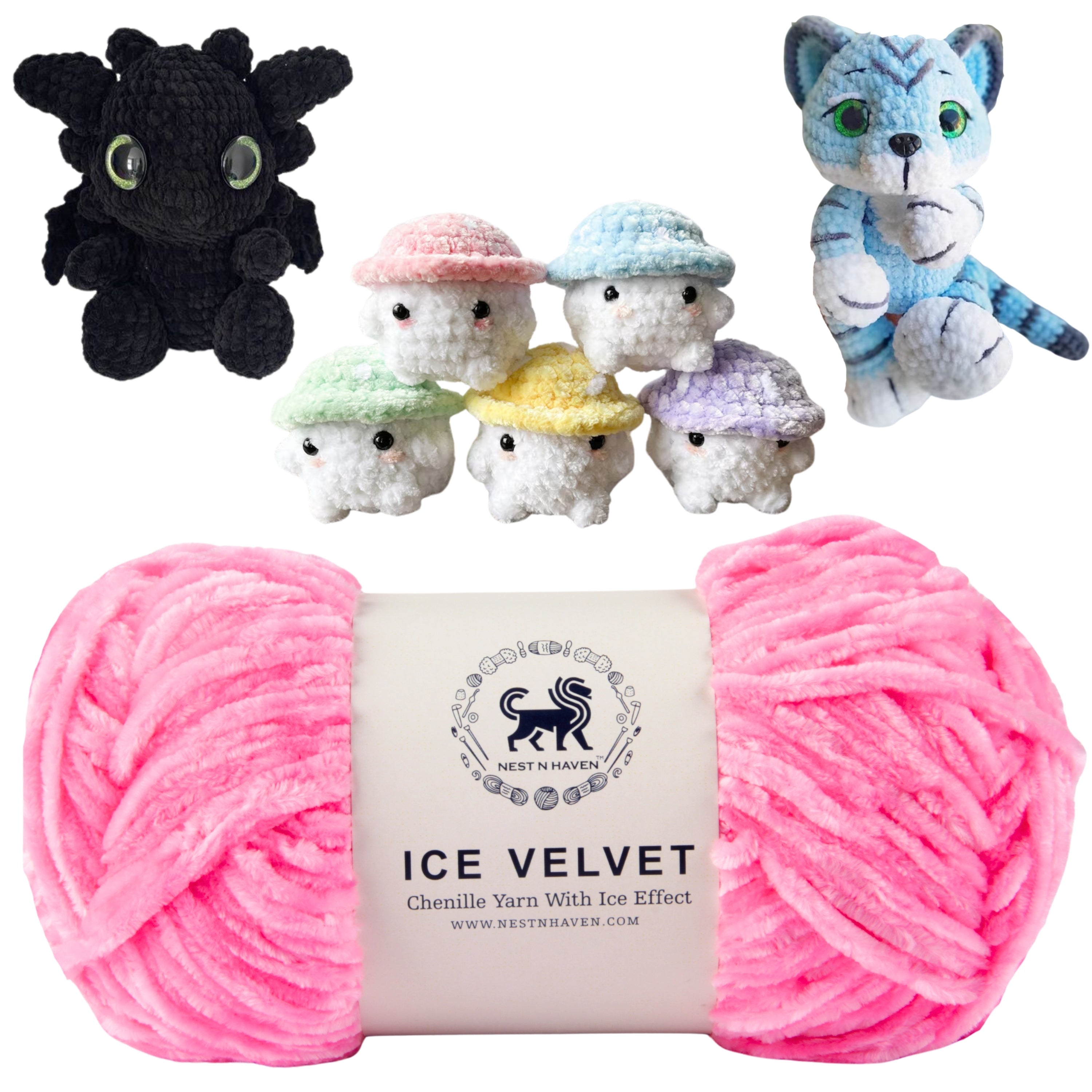 Ice Velvet Yarn, Chenille Supersoft Hand Knitting yarn Ball: (100 Gram) Pink
