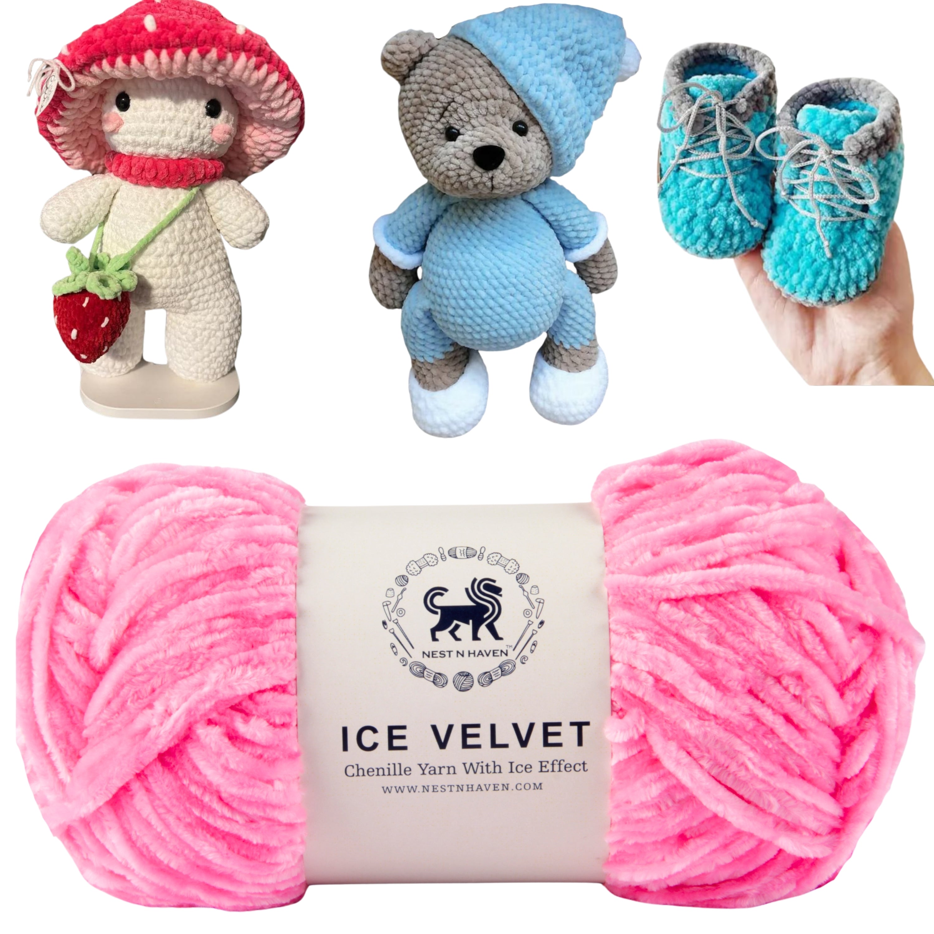 Ice Velvet Yarn, Chenille Supersoft Hand Knitting yarn Ball: (100 Gram) Pink