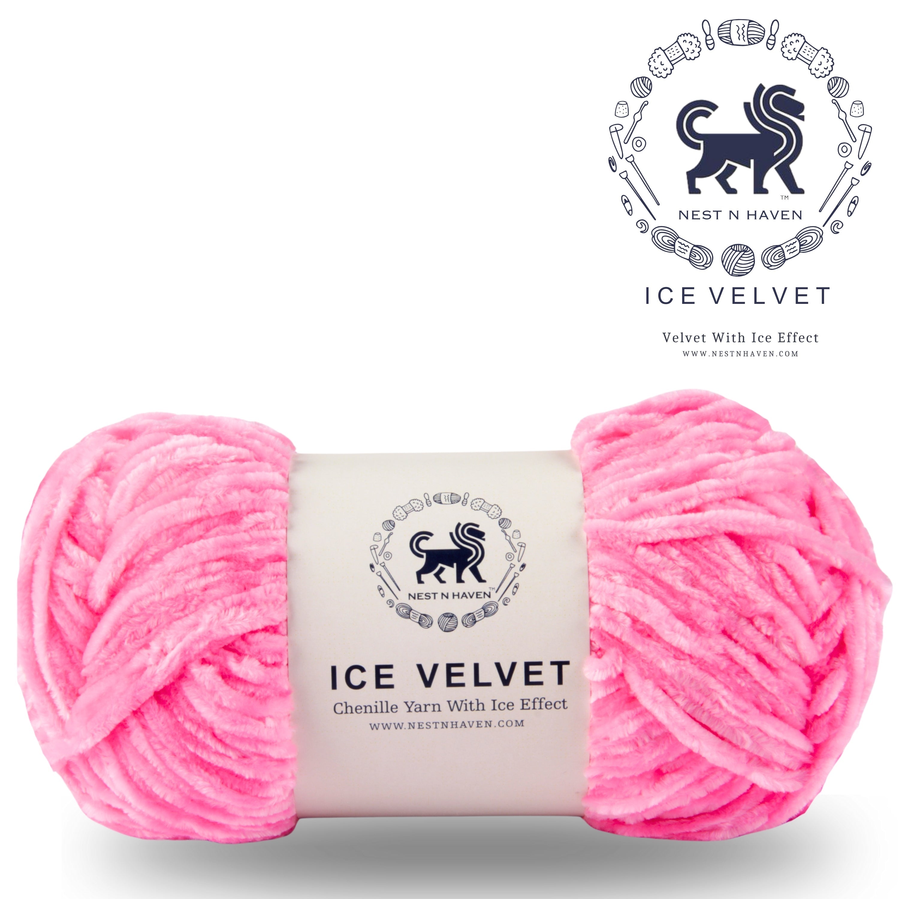 Ice Velvet Yarn, Chenille Supersoft Hand Knitting yarn Ball: (100 Gram) Pink