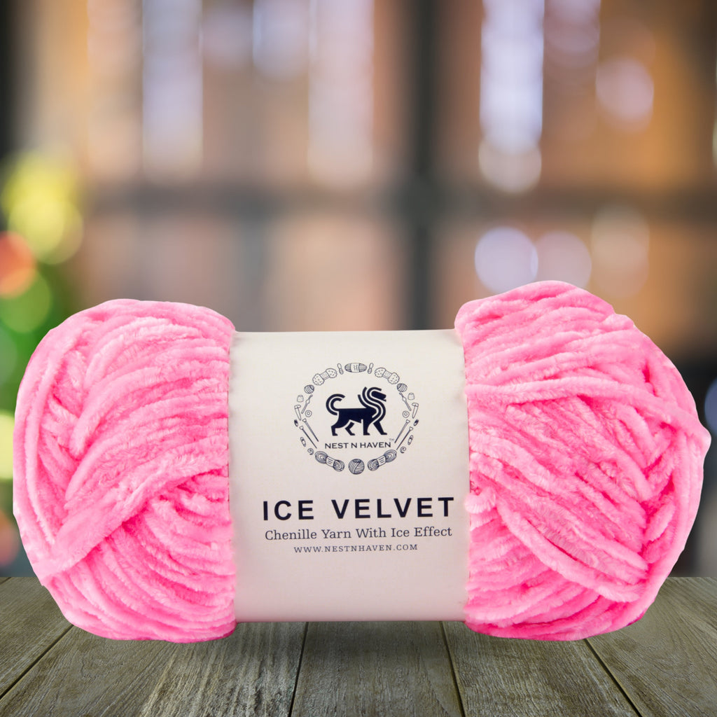Ice Velvet Yarn, Chenille Supersoft Hand Knitting yarn Ball: (100 Gram) Pink