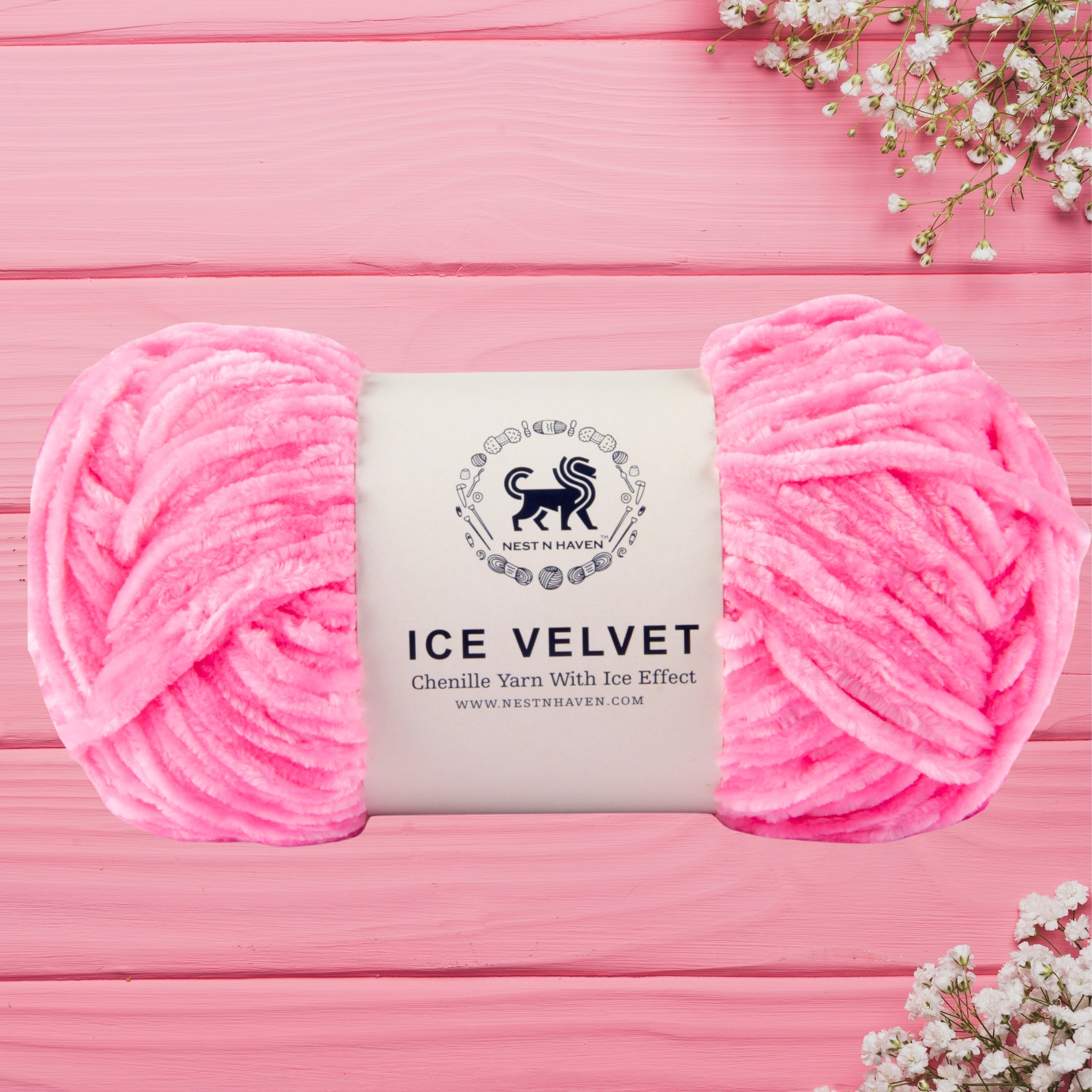 Ice Velvet Yarn, Chenille Supersoft Hand Knitting yarn Ball: (100 Gram) Pink