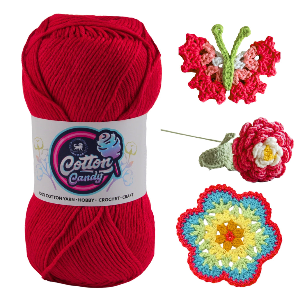 Cotton Candy Cotton Yarn (100 gram) - Red