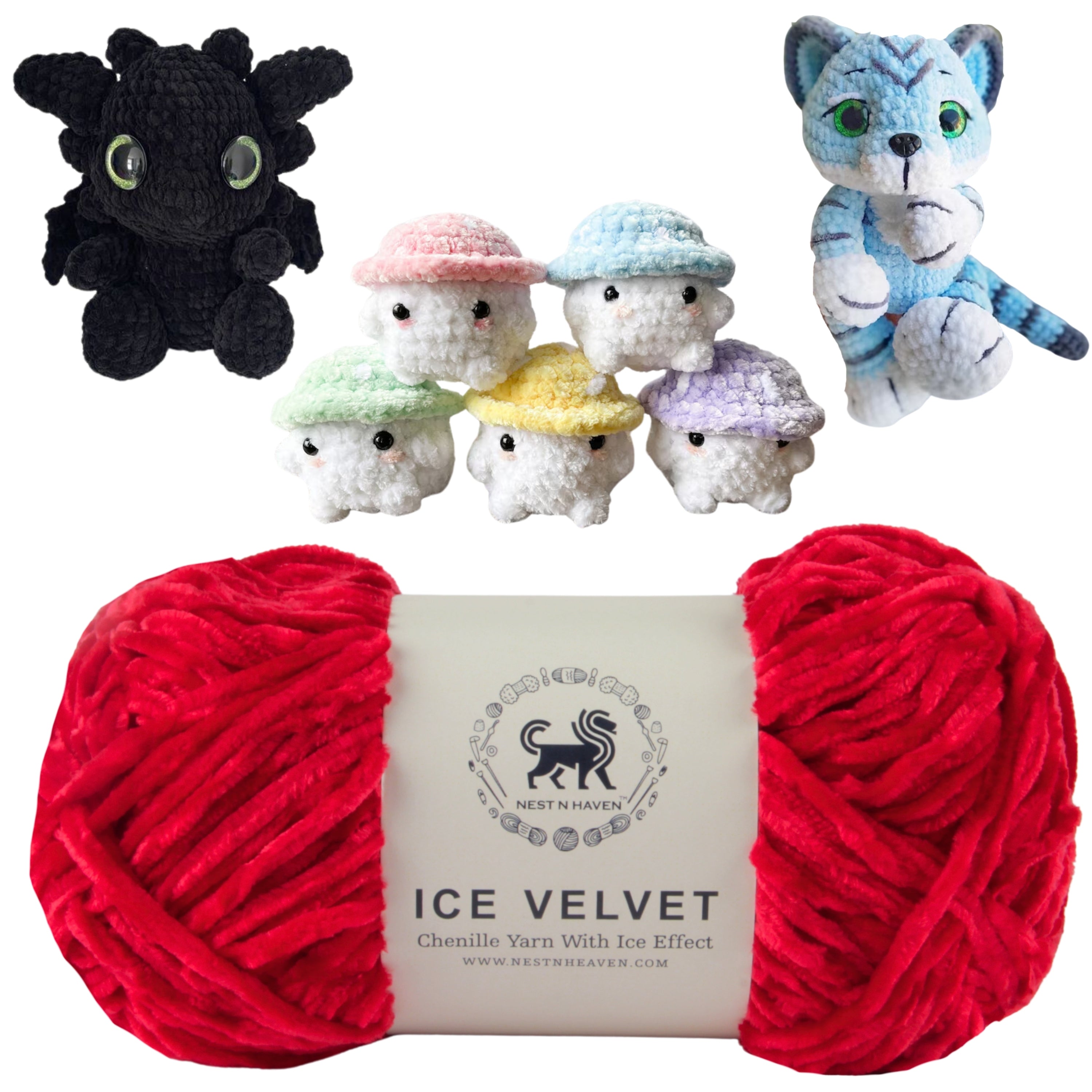 Ice Velvet Yarn, Chenille Supersoft Hand Knitting yarn Ball: (100 Gram) Red