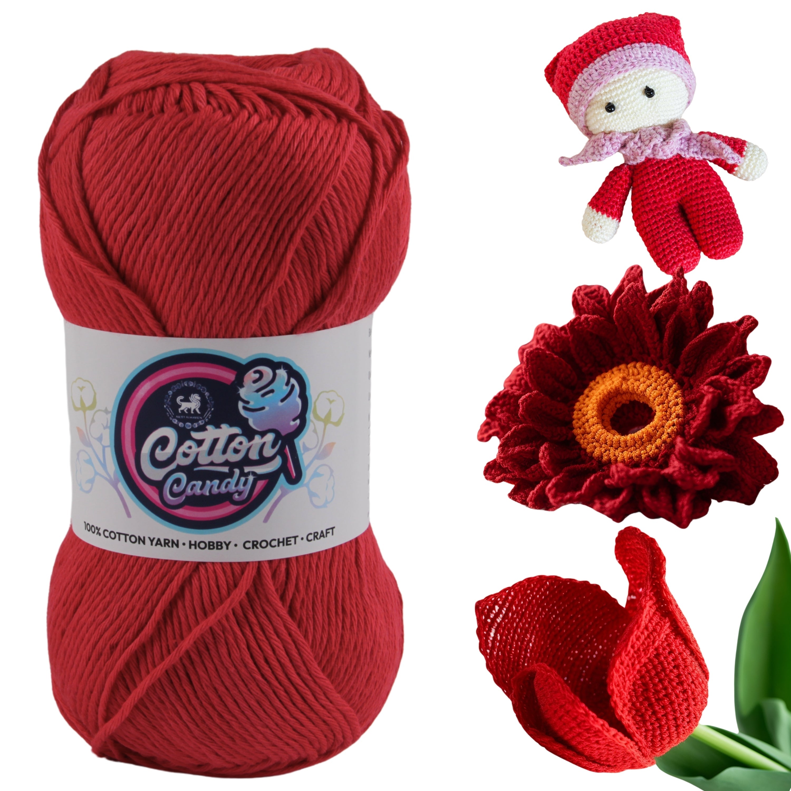 Cotton Candy Cotton Yarn (100 gram) - Red
