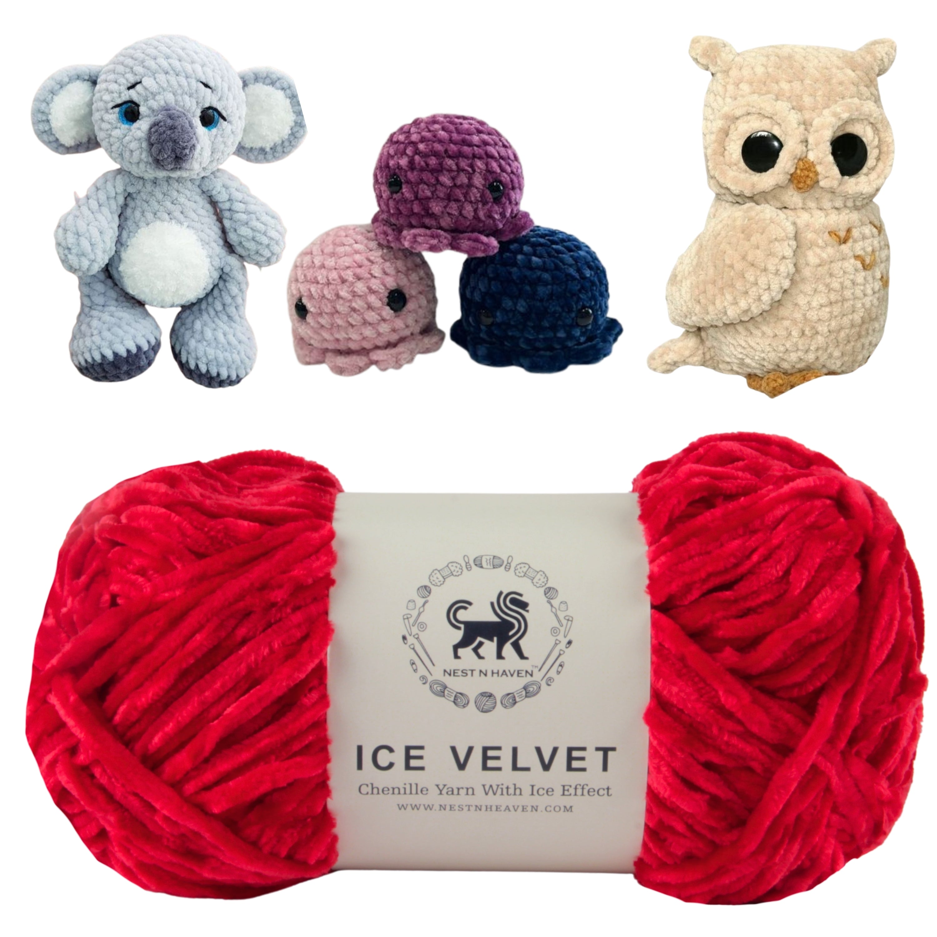 Ice Velvet Yarn, Chenille Supersoft Hand Knitting yarn Ball: (100 Gram) Red