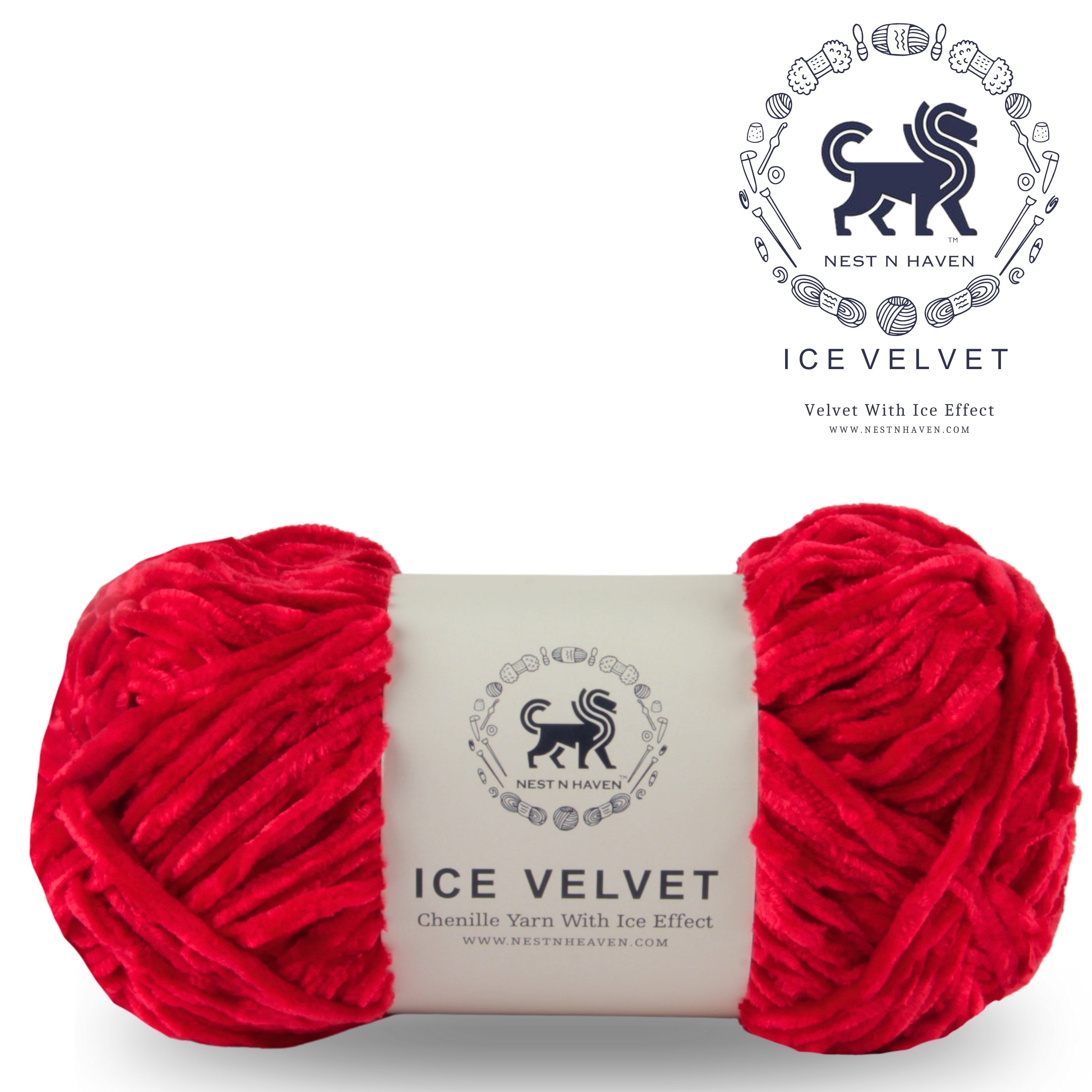 Ice Velvet Yarn, Chenille Supersoft Hand Knitting yarn Ball: (100 Gram) Red