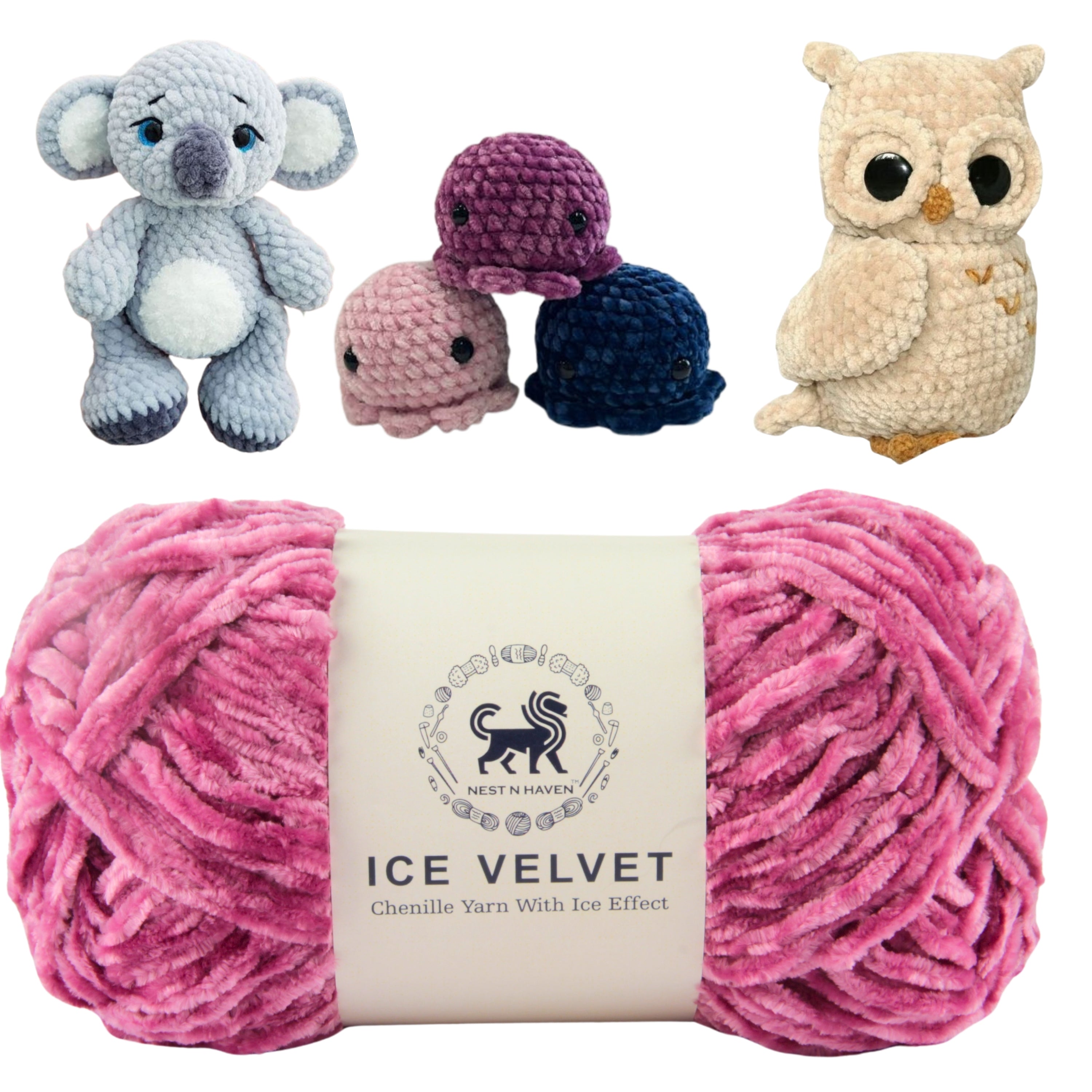 Ice Velvet Yarn, Chenille Supersoft Hand Knitting yarn Ball: (100 Gram) Rose Pink