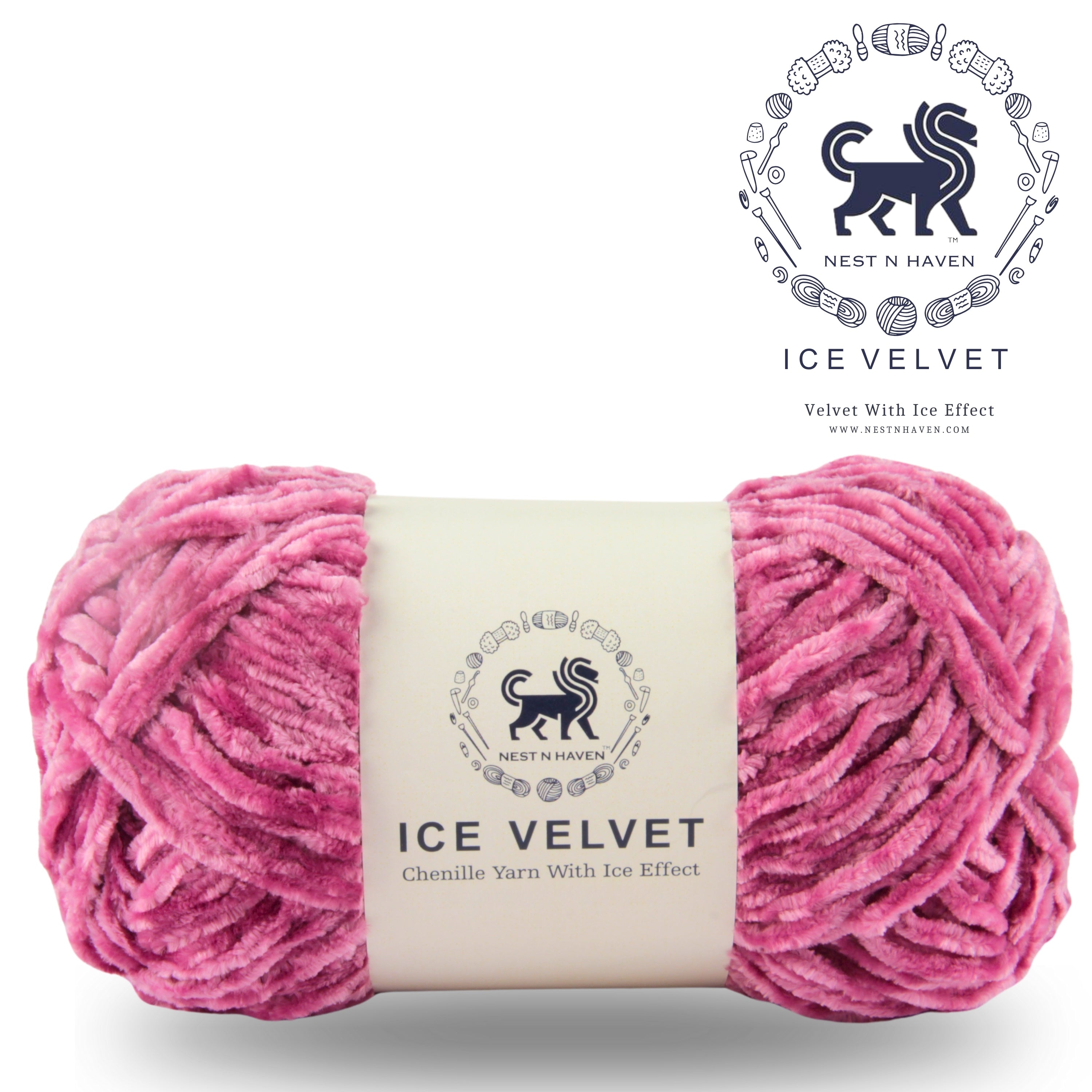 Ice Velvet Yarn, Chenille Supersoft Hand Knitting yarn Ball: (100 Gram) Rose Pink