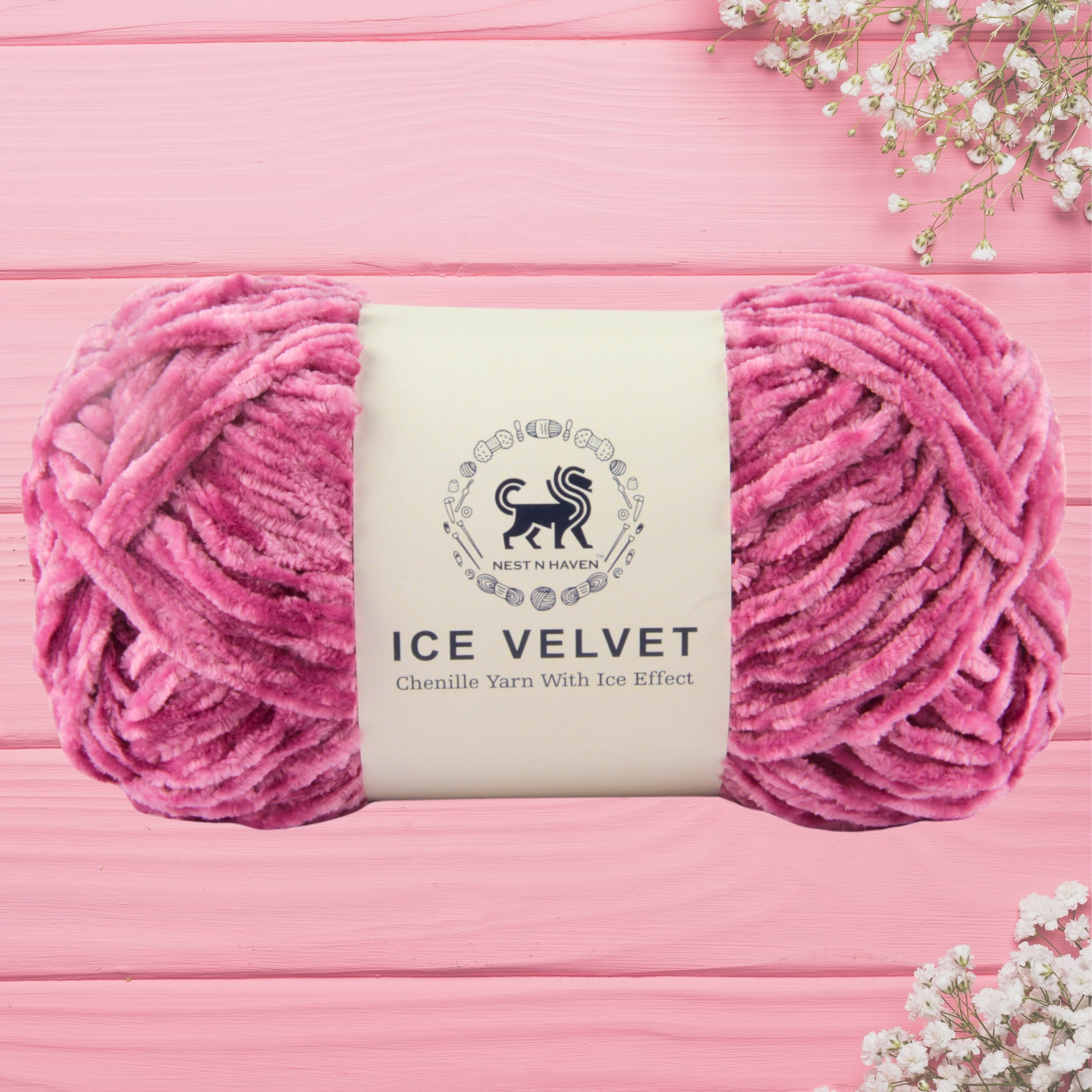 Ice Velvet Yarn, Chenille Supersoft Hand Knitting yarn Ball: (100 Gram) Rose Pink