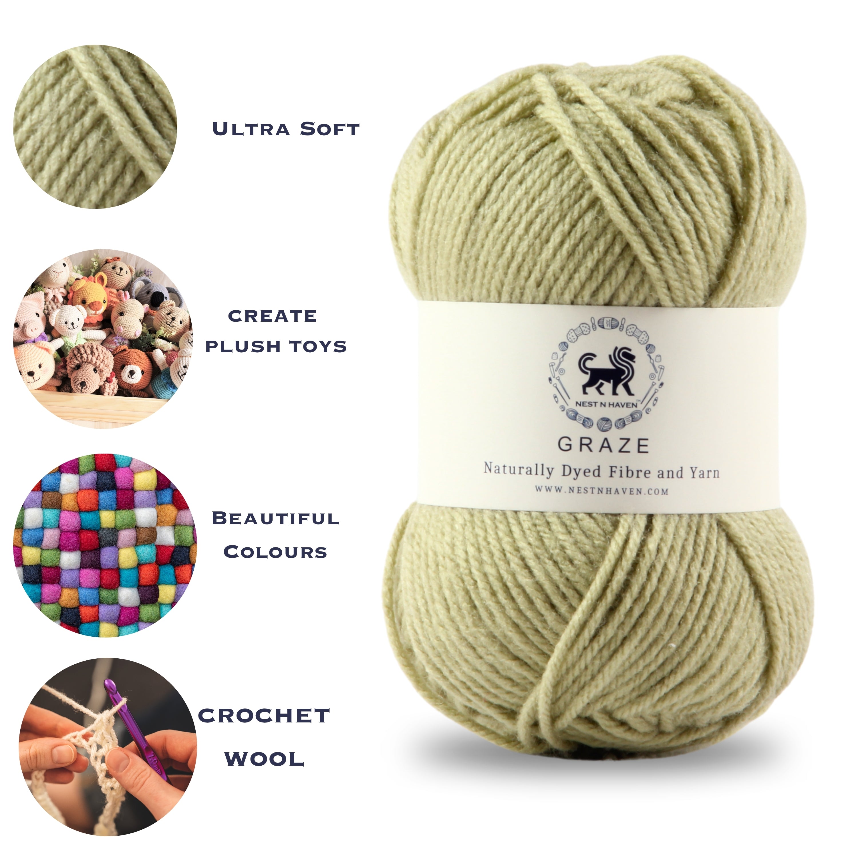 Graze Hand Knitting and Crochet Bulky Yarn (100 gram) - Sage Green