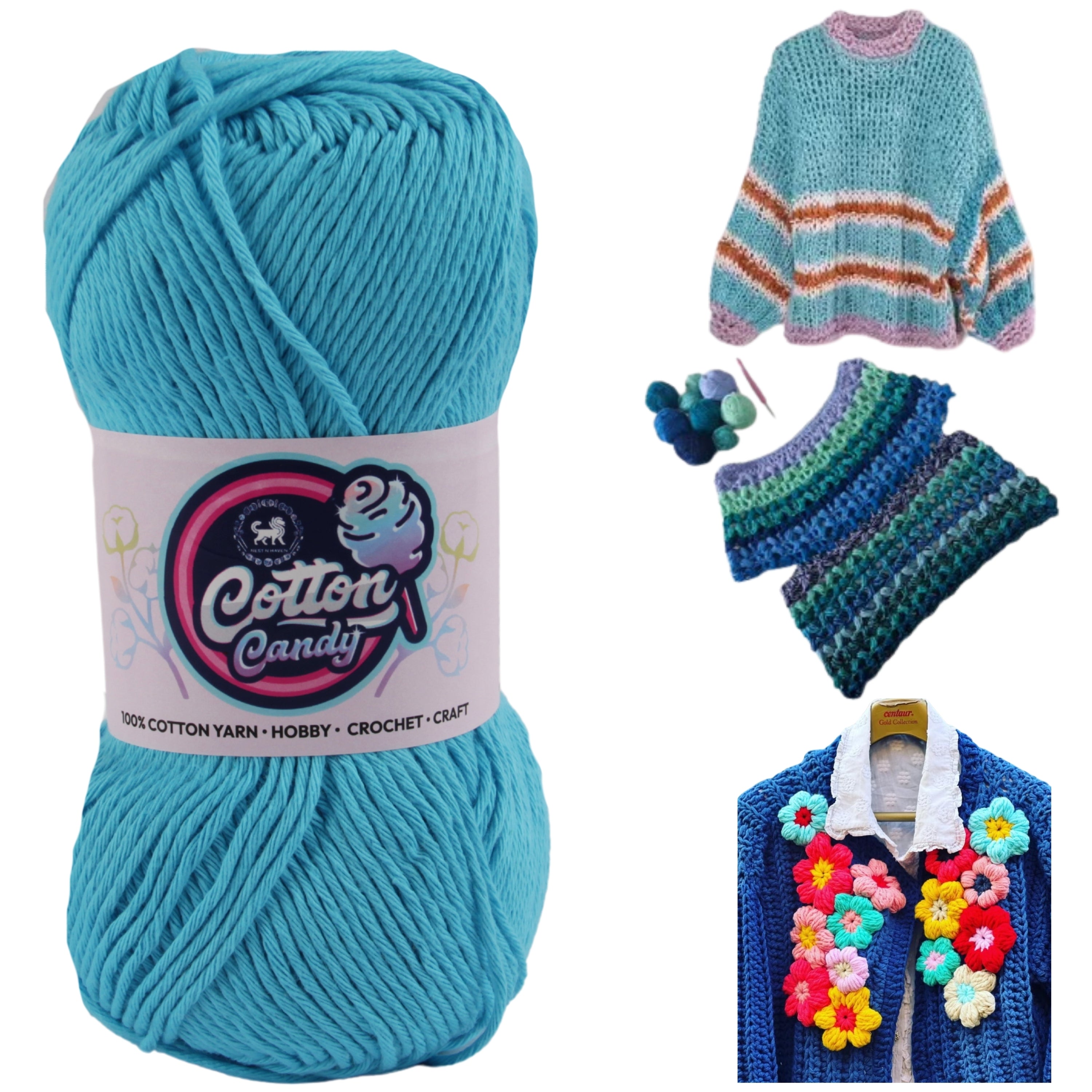 Cotton Candy Cotton Yarn (100 gram) - Sky Blue