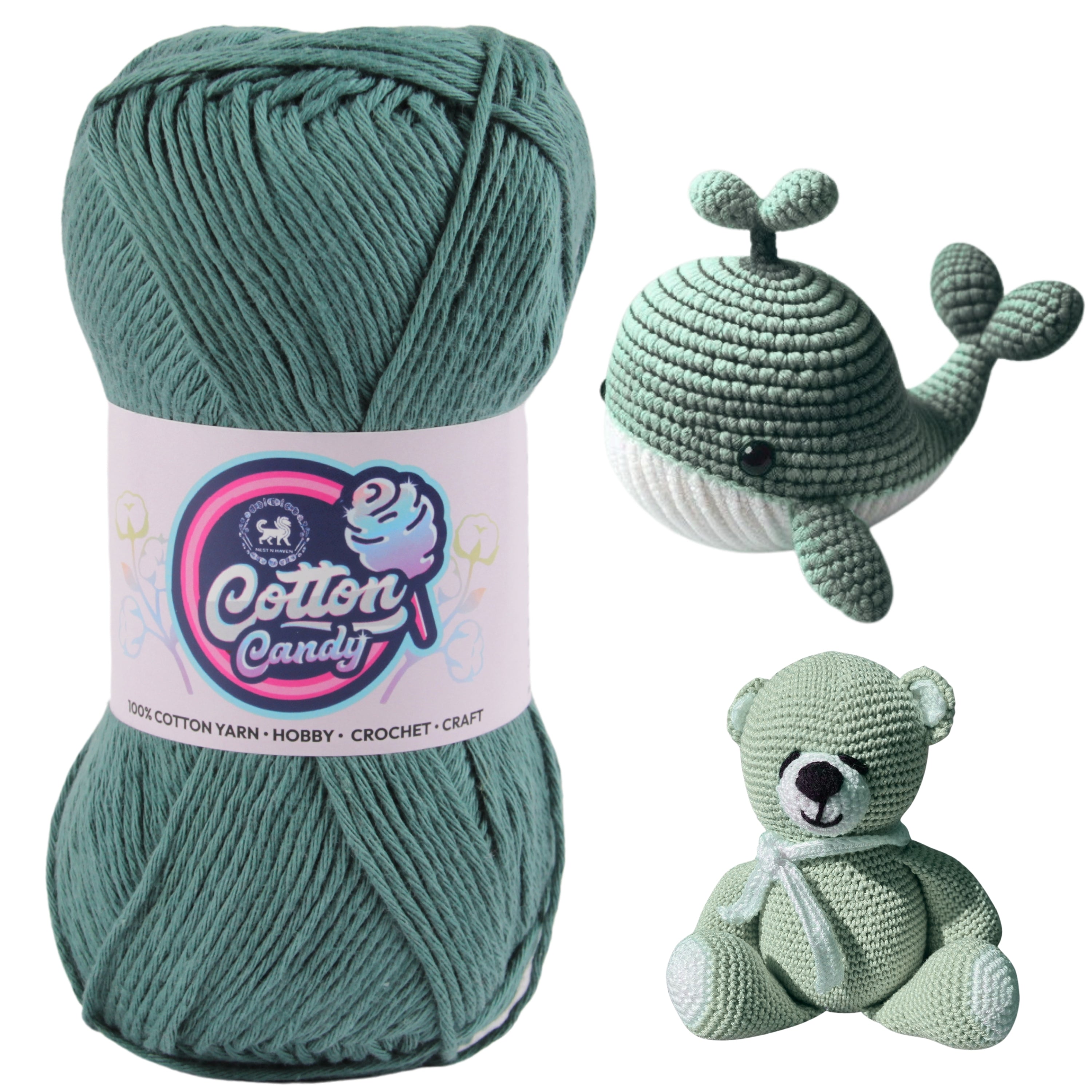 Cotton Candy Cotton Yarn (100 gram) - Spanish Green